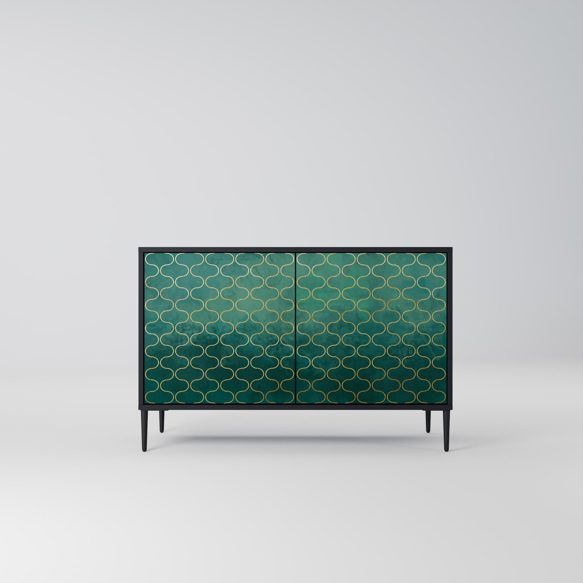 Buffet 2 portes TESSELATED GREENERY, finition noire