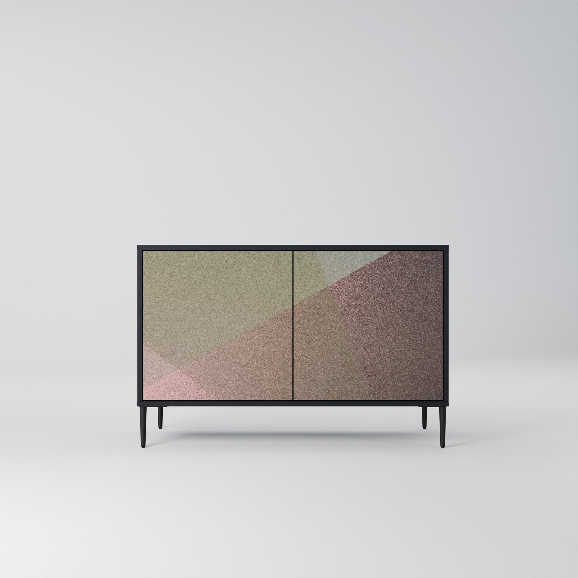 Buffet 2 portes BEIGE GEOMETRY finition noire