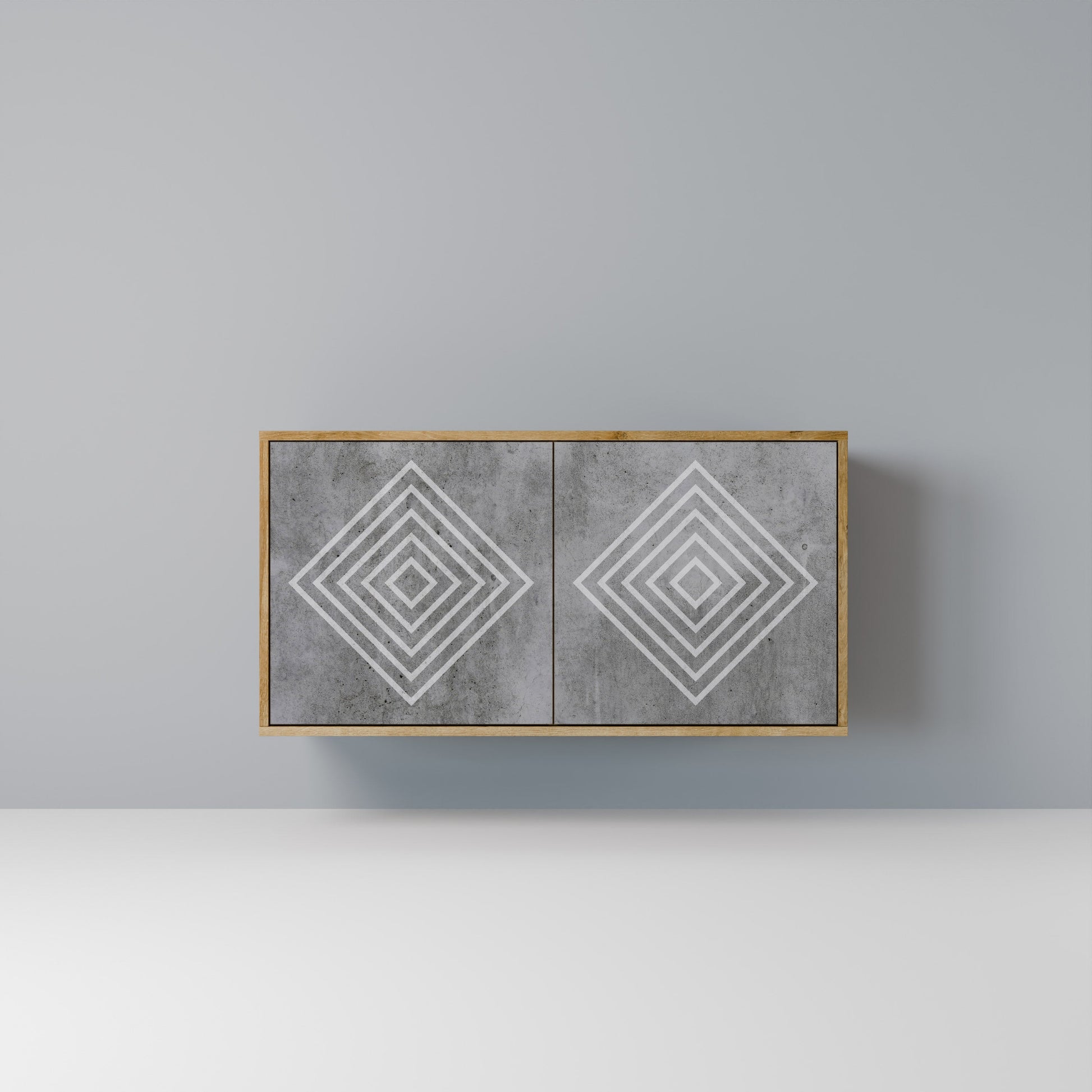 Buffet 2 portes POLYGONAL ARTISTRY effet chêne