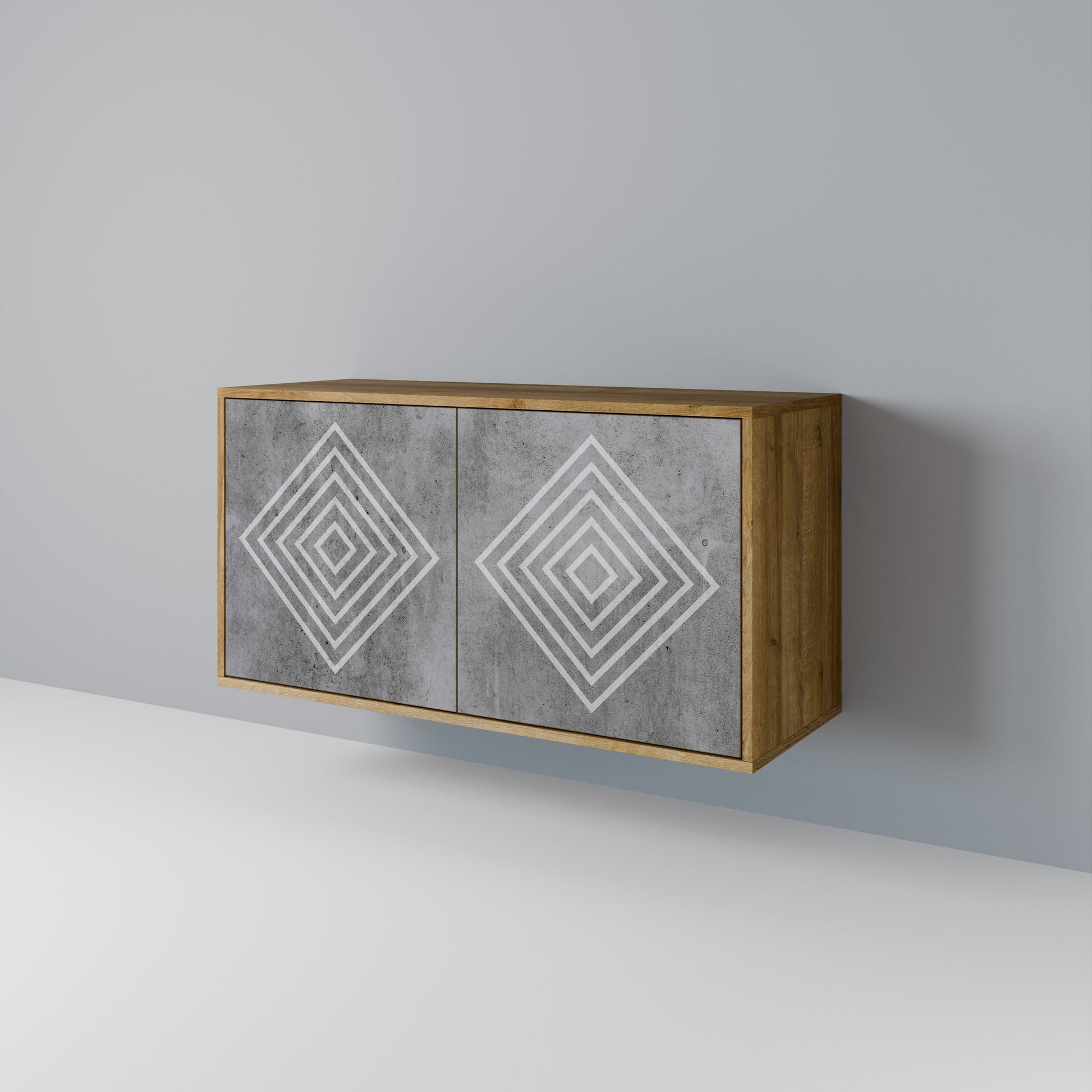 Buffet 2 portes POLYGONAL ARTISTRY effet chêne