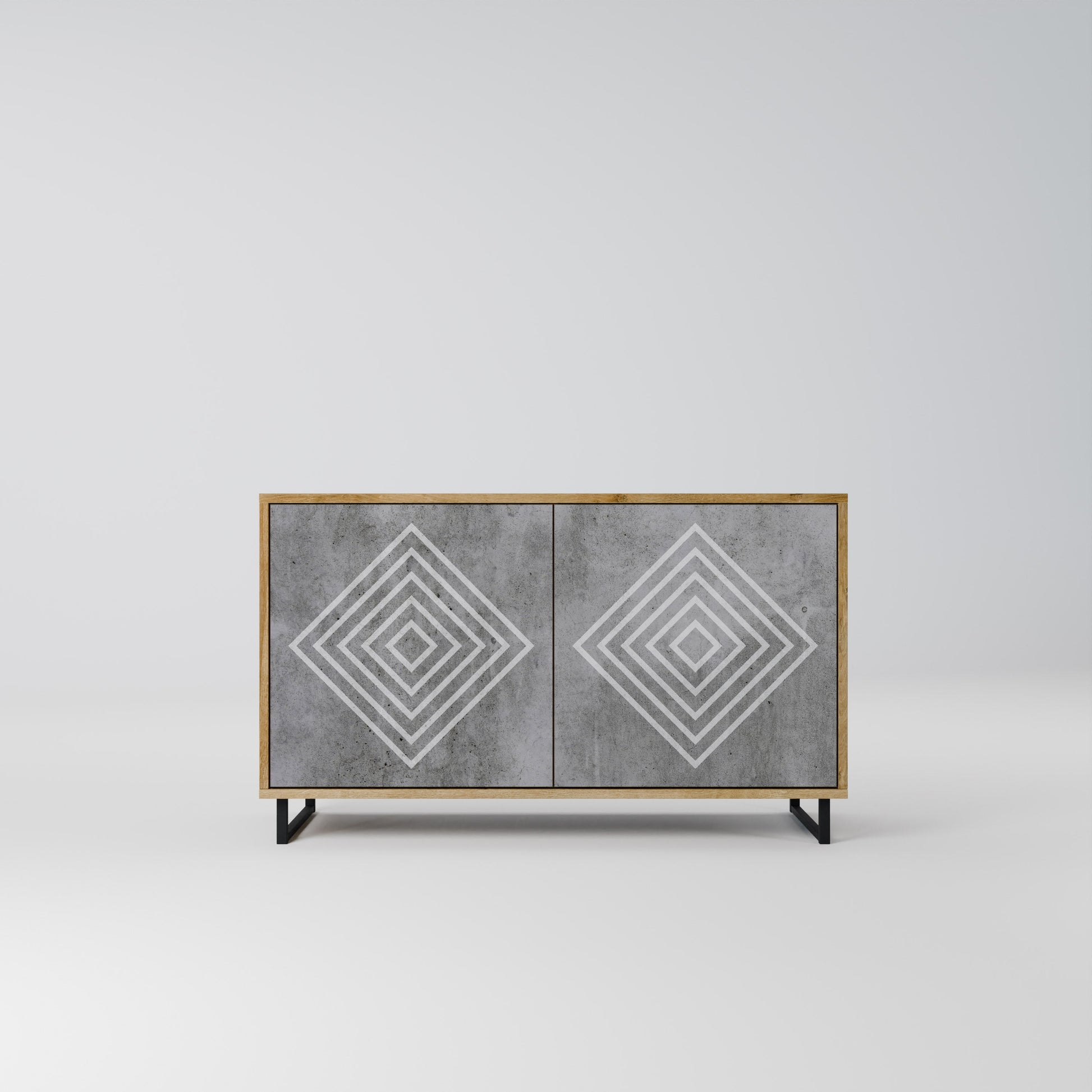 Buffet 2 portes POLYGONAL ARTISTRY effet chêne