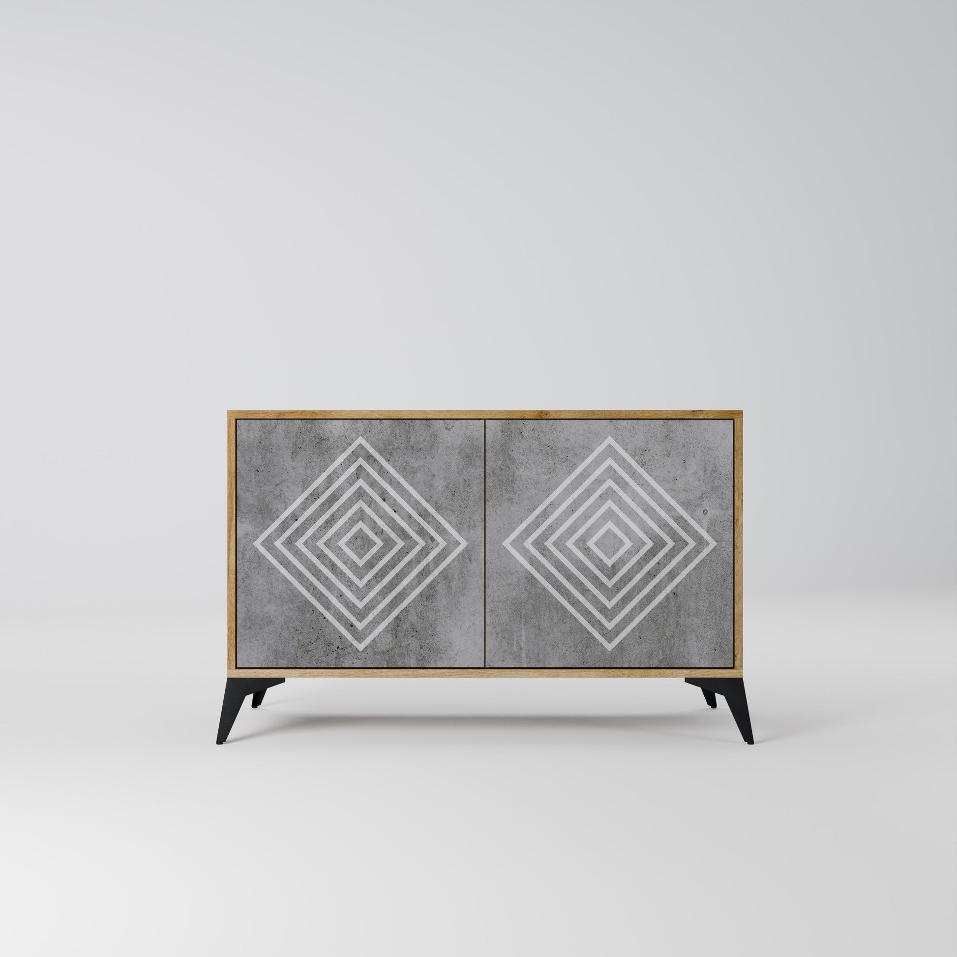 Buffet 2 portes POLYGONAL ARTISTRY effet chêne