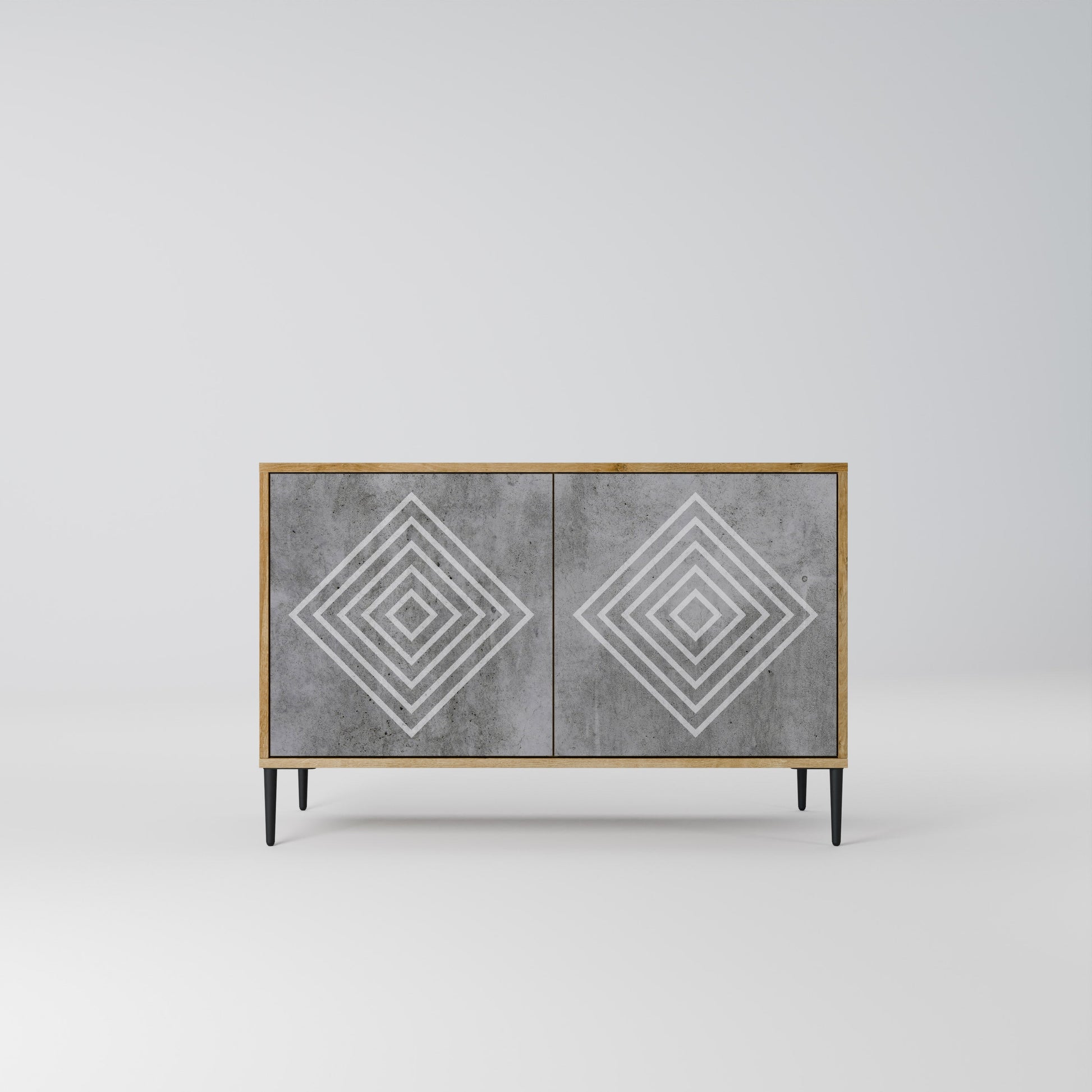 Buffet 2 portes POLYGONAL ARTISTRY effet chêne