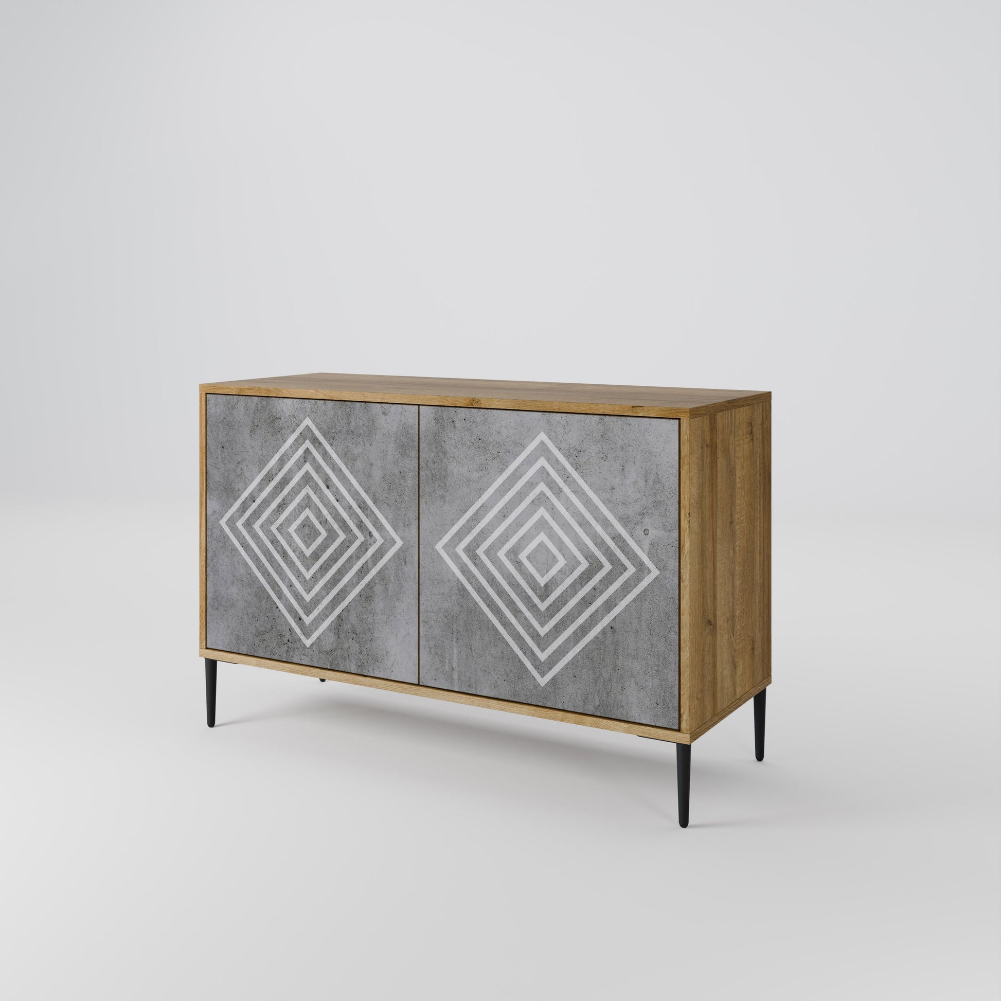 Buffet 2 portes POLYGONAL ARTISTRY effet chêne