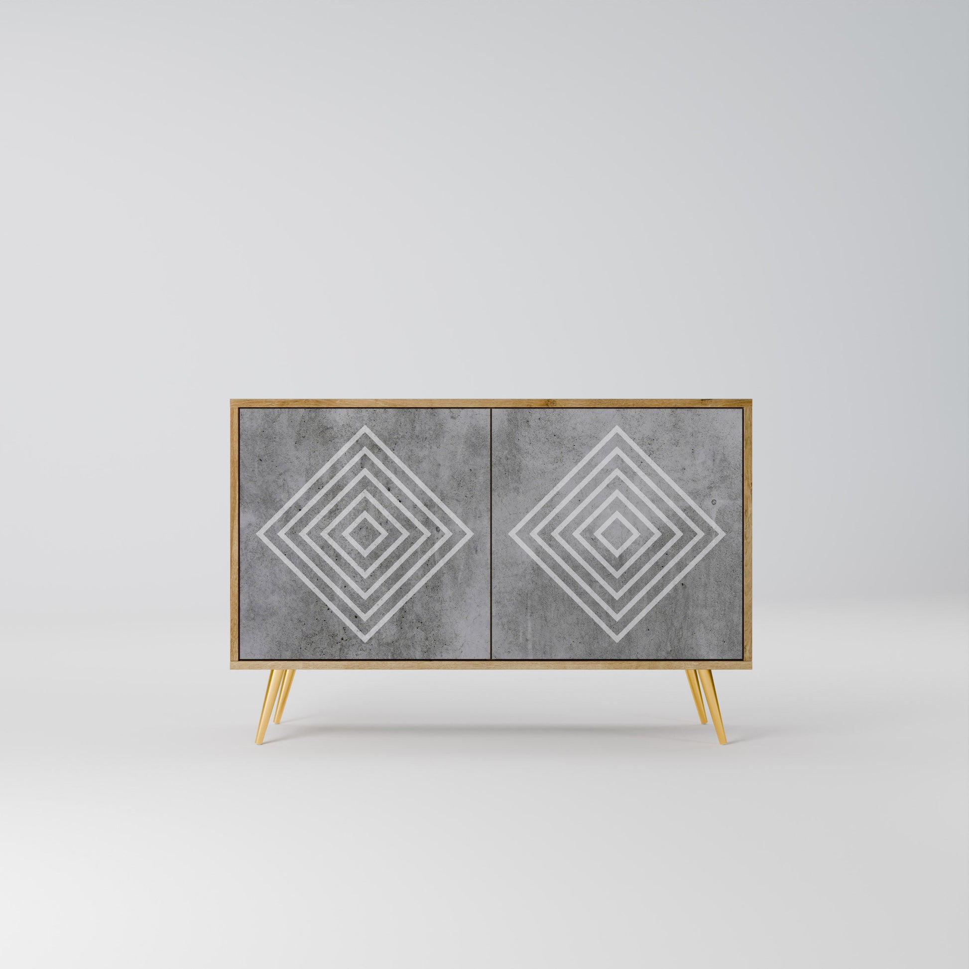 Buffet 2 portes POLYGONAL ARTISTRY effet chêne