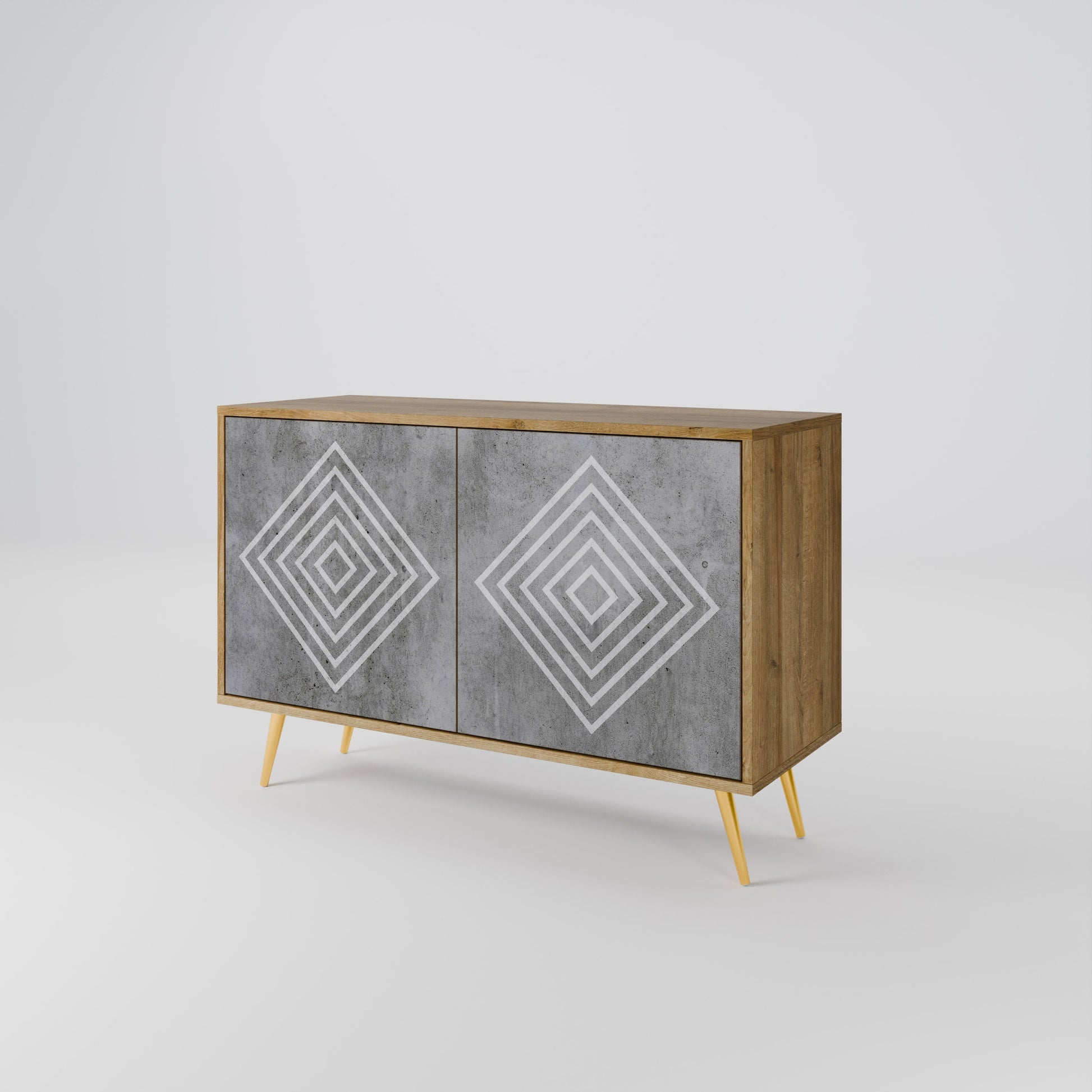 Buffet 2 portes POLYGONAL ARTISTRY effet chêne