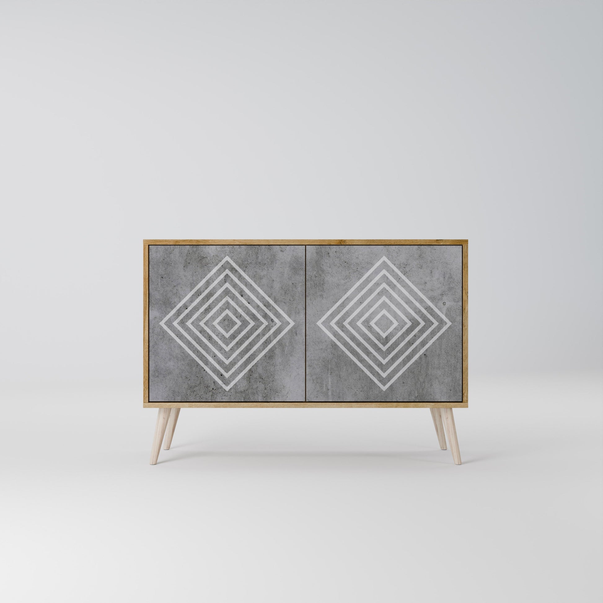 Buffet 2 portes POLYGONAL ARTISTRY effet chêne