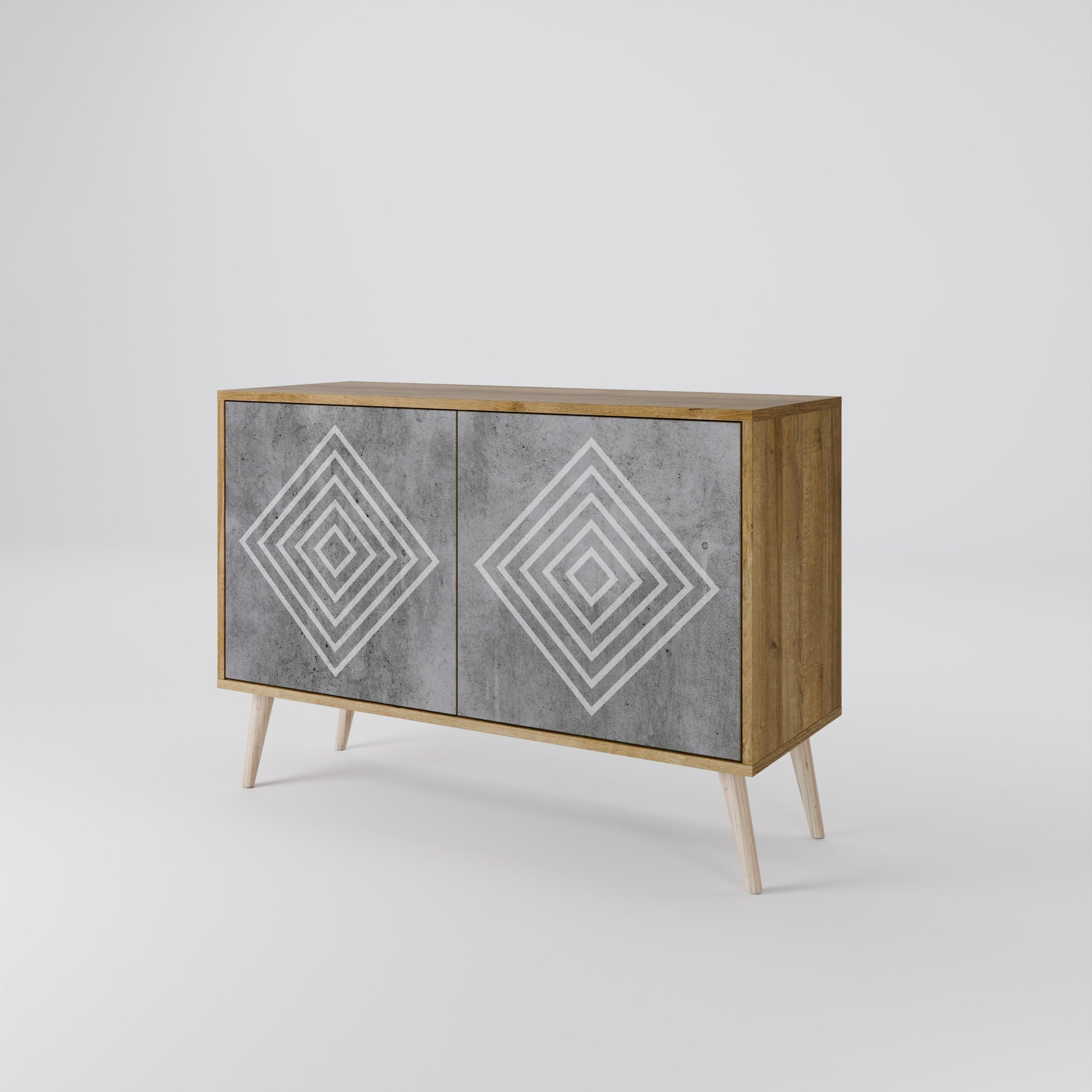 Buffet 2 portes POLYGONAL ARTISTRY effet chêne