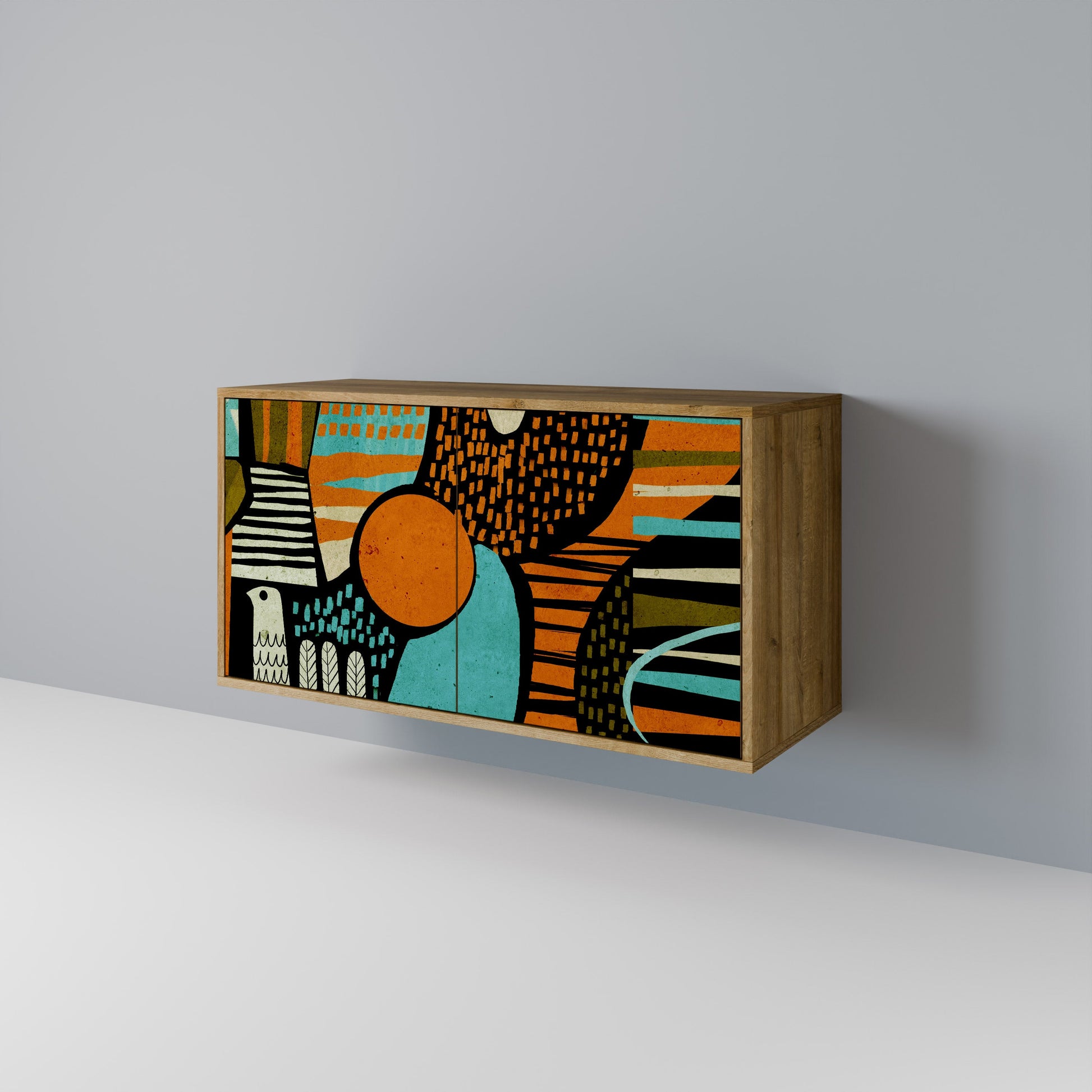 Buffet 2 portes GEODE GLIMMER effet chêne