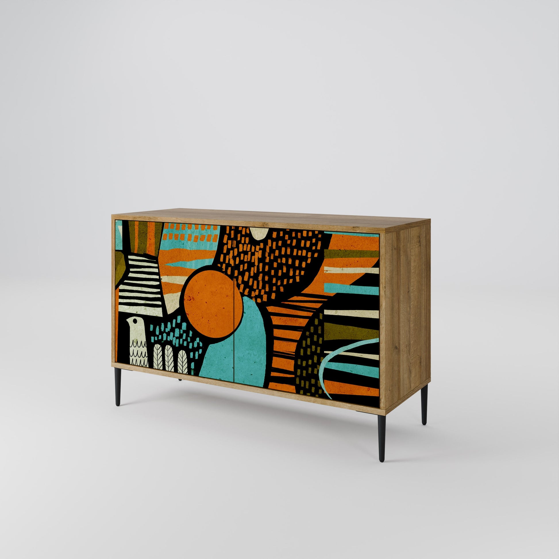 Buffet 2 portes GEODE GLIMMER effet chêne
