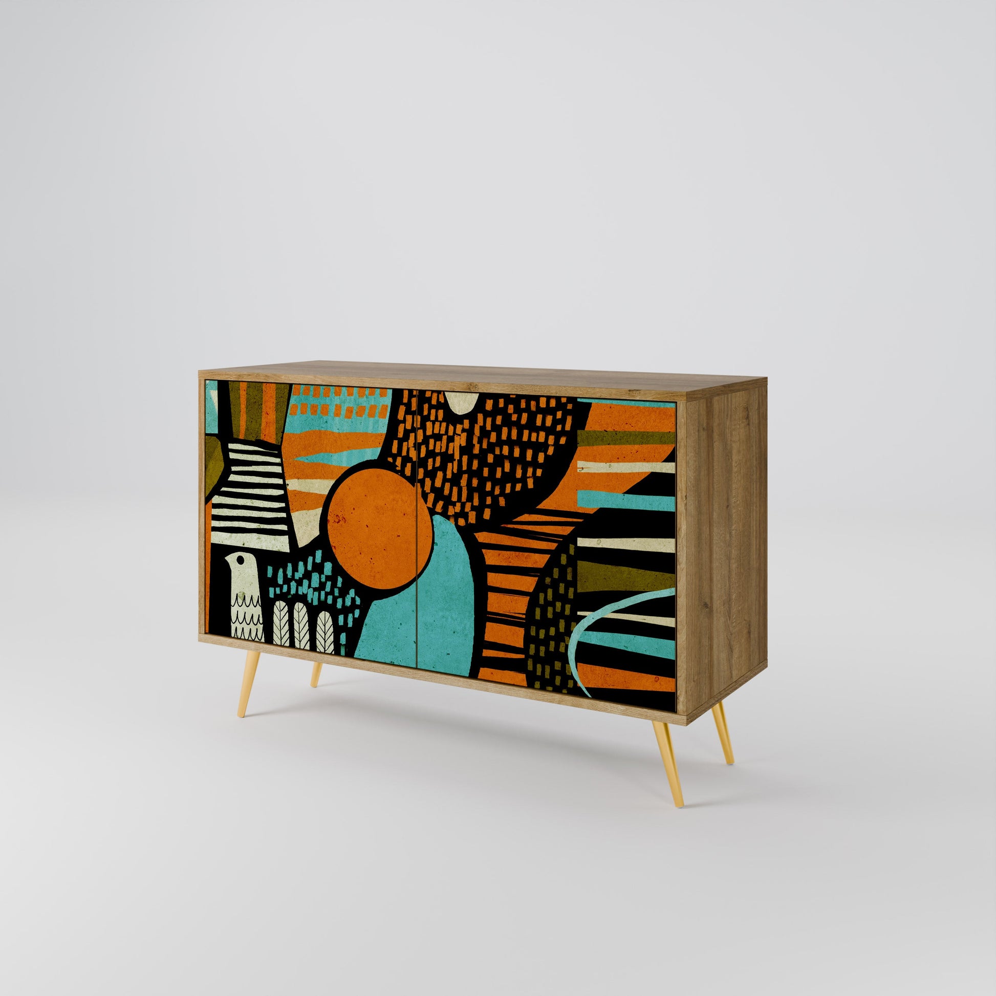 Buffet 2 portes GEODE GLIMMER effet chêne