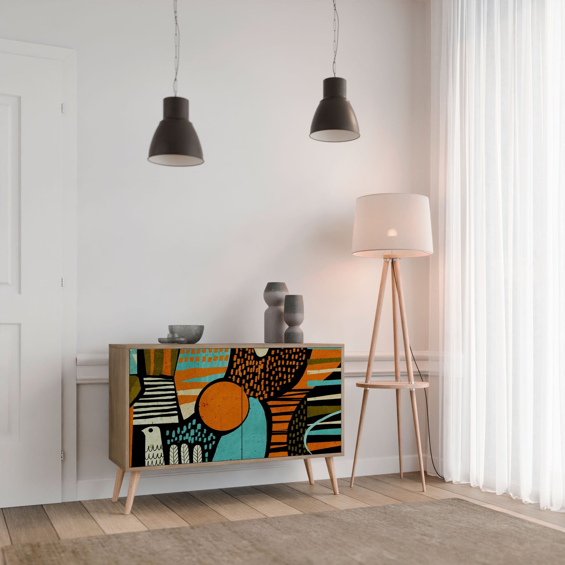 Buffet 2 portes GEODE GLIMMER effet chêne
