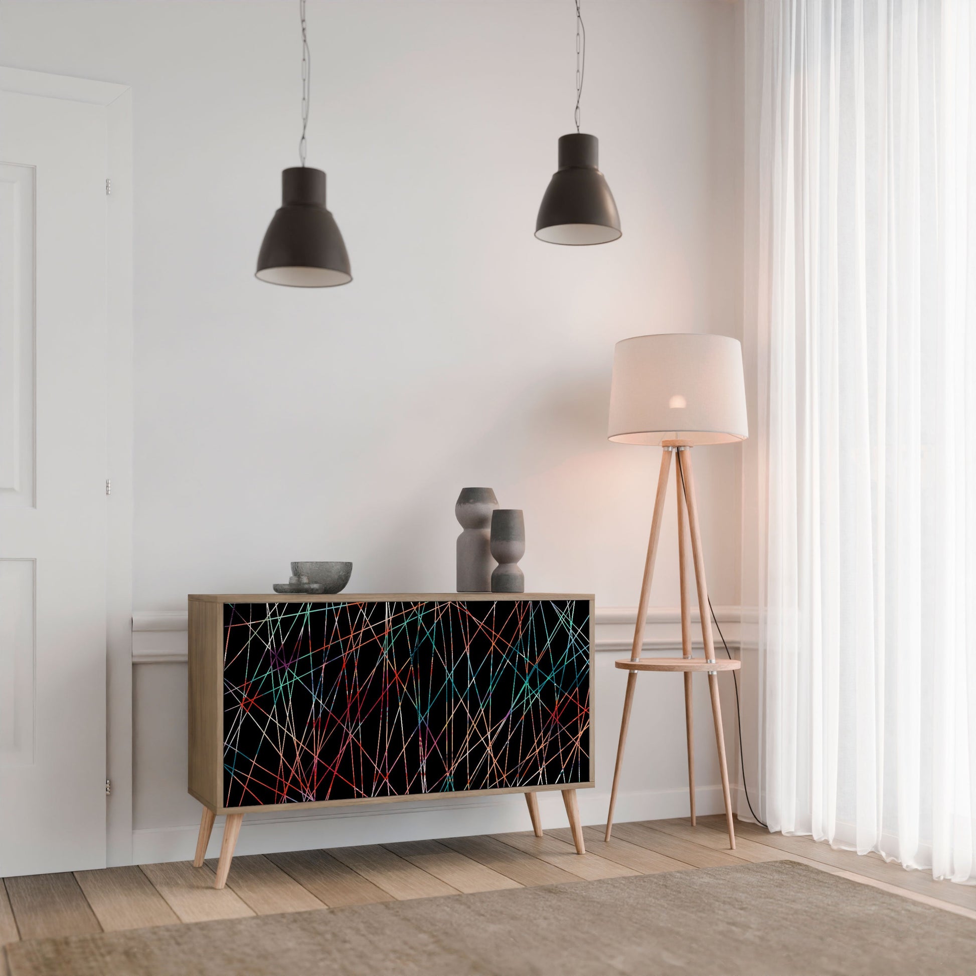 Buffet 2 portes LUMINOUS SNARE effet chêne