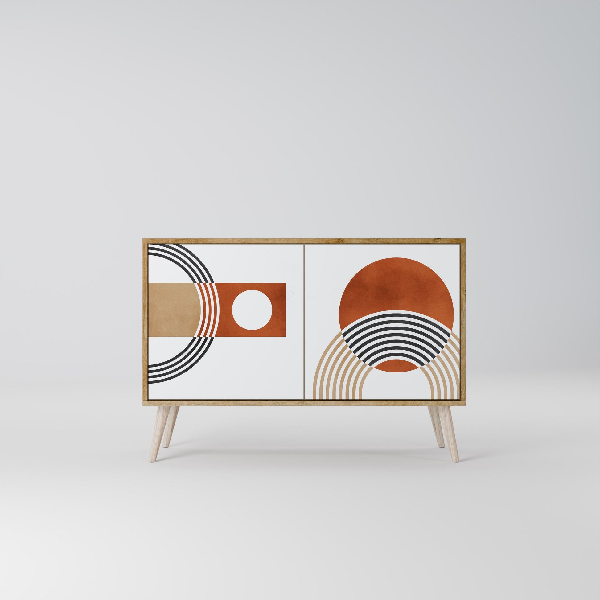 Buffet 2 portes CIRCLE RHYTM effet chêne