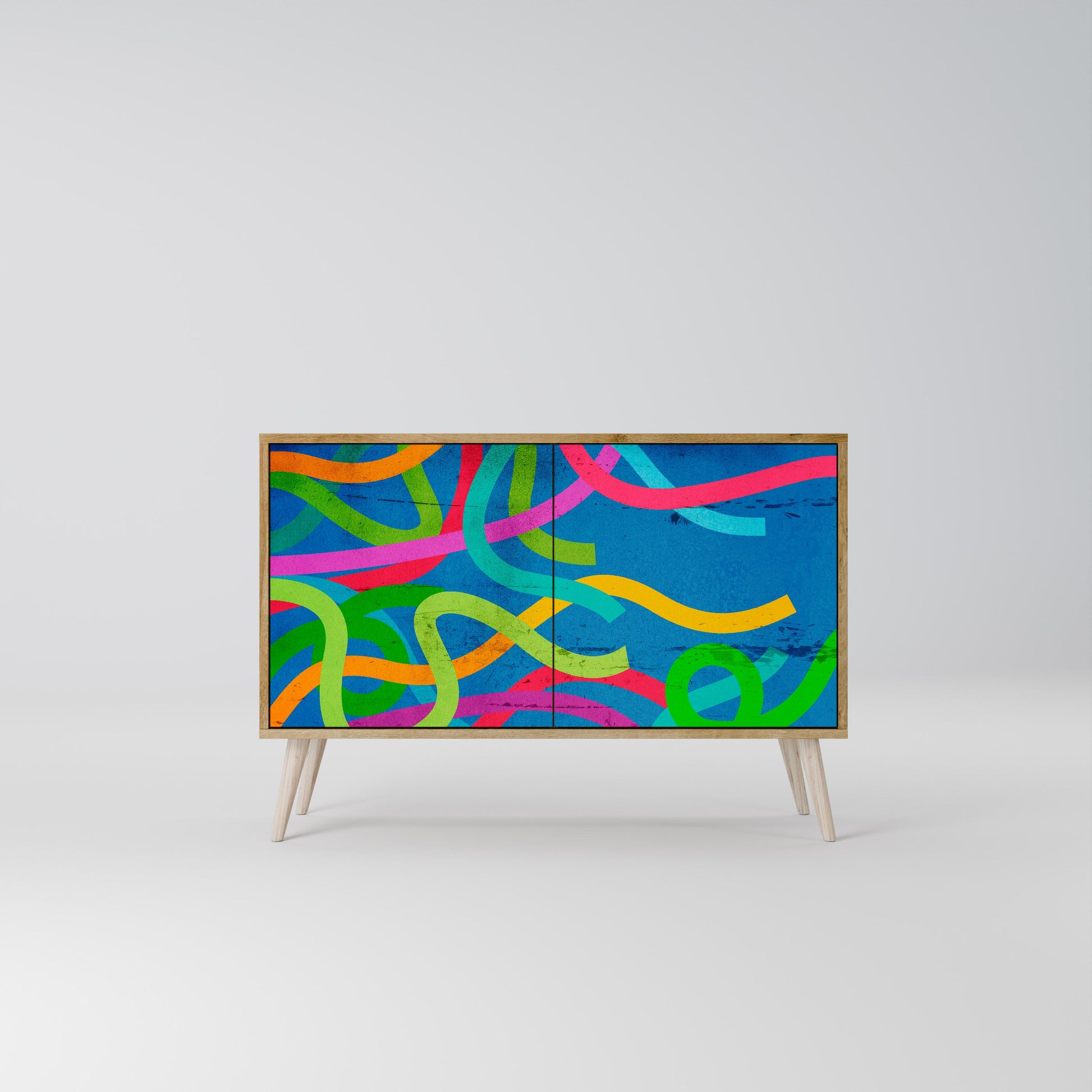 Buffet 2 portes STREAMER TANGLE effet chêne