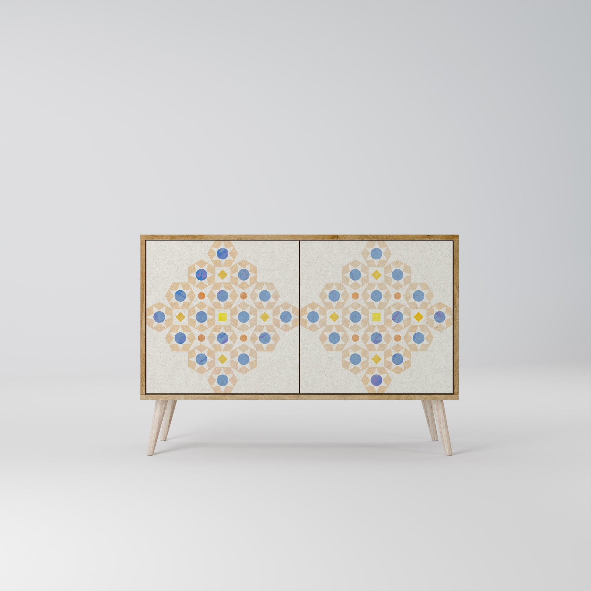 Buffet 2 portes à motifs PRISM effet chêne