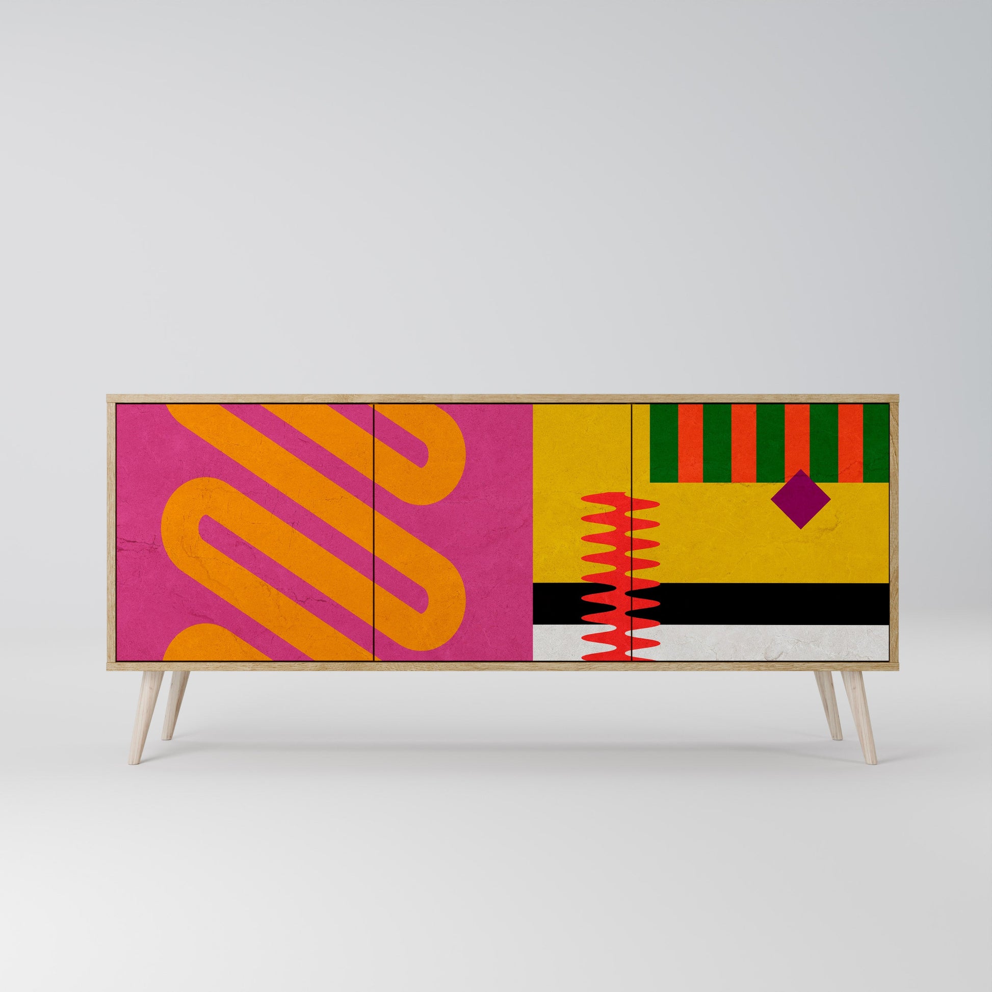 VIVID ART 3-Door Sideboard in Oak Effect