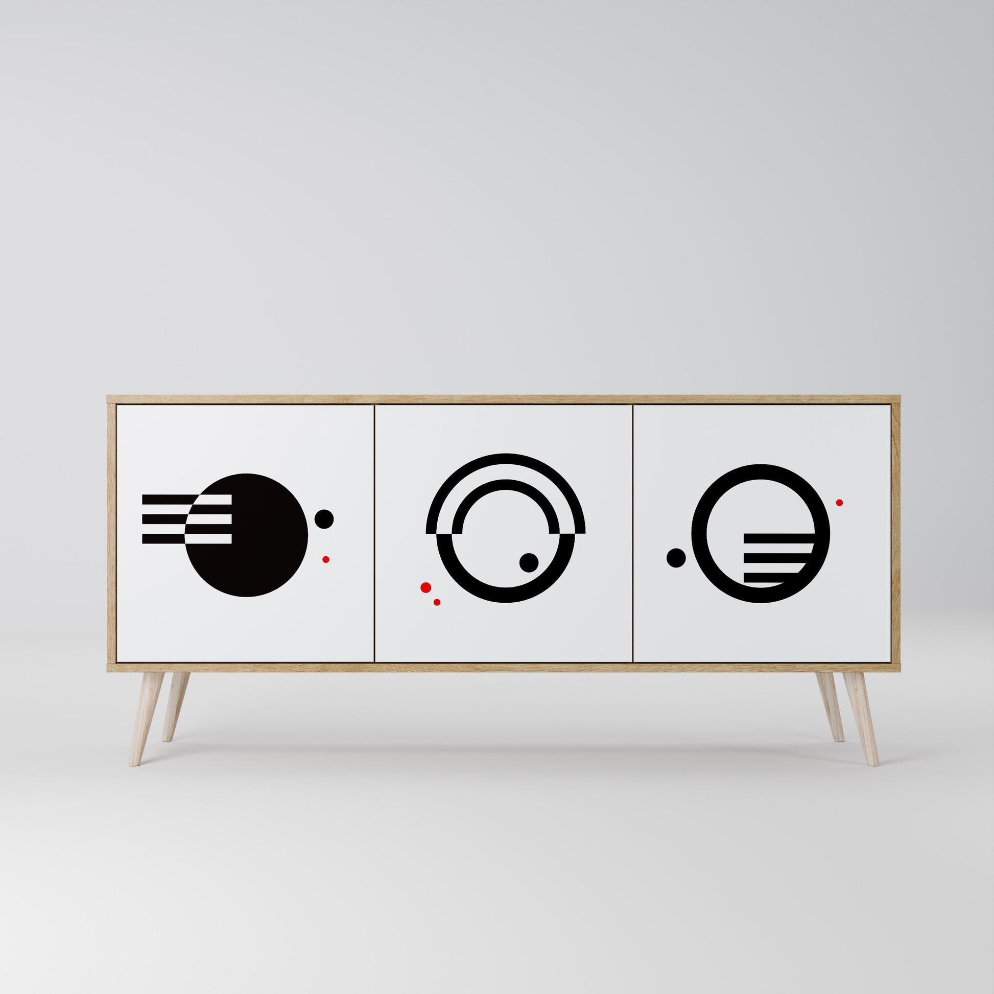 BLACK AND WHITE COMBINATION 3-Door Sideboard in Oak Effect