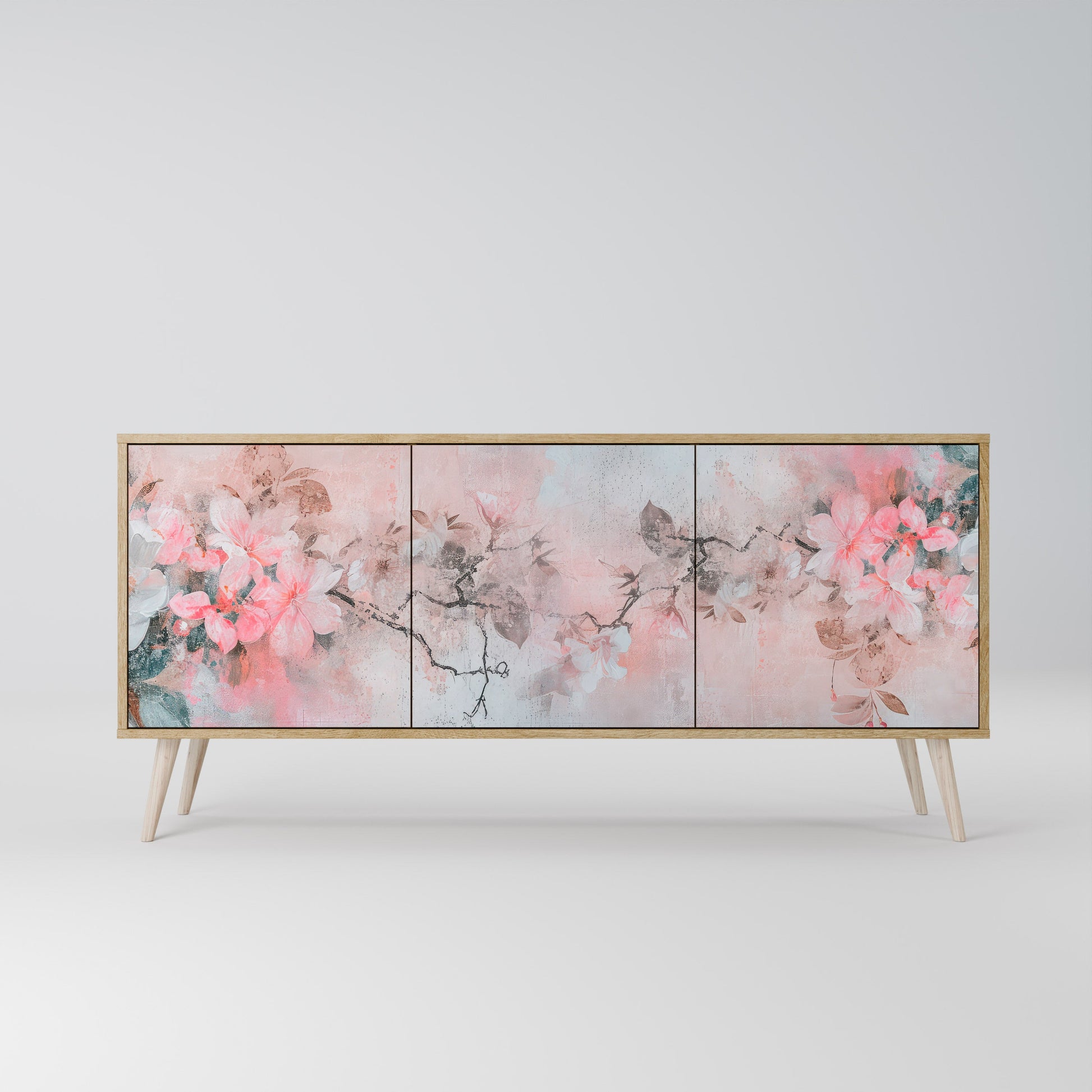 Buffet 3 portes CHERRY BLOSSOM effet chêne