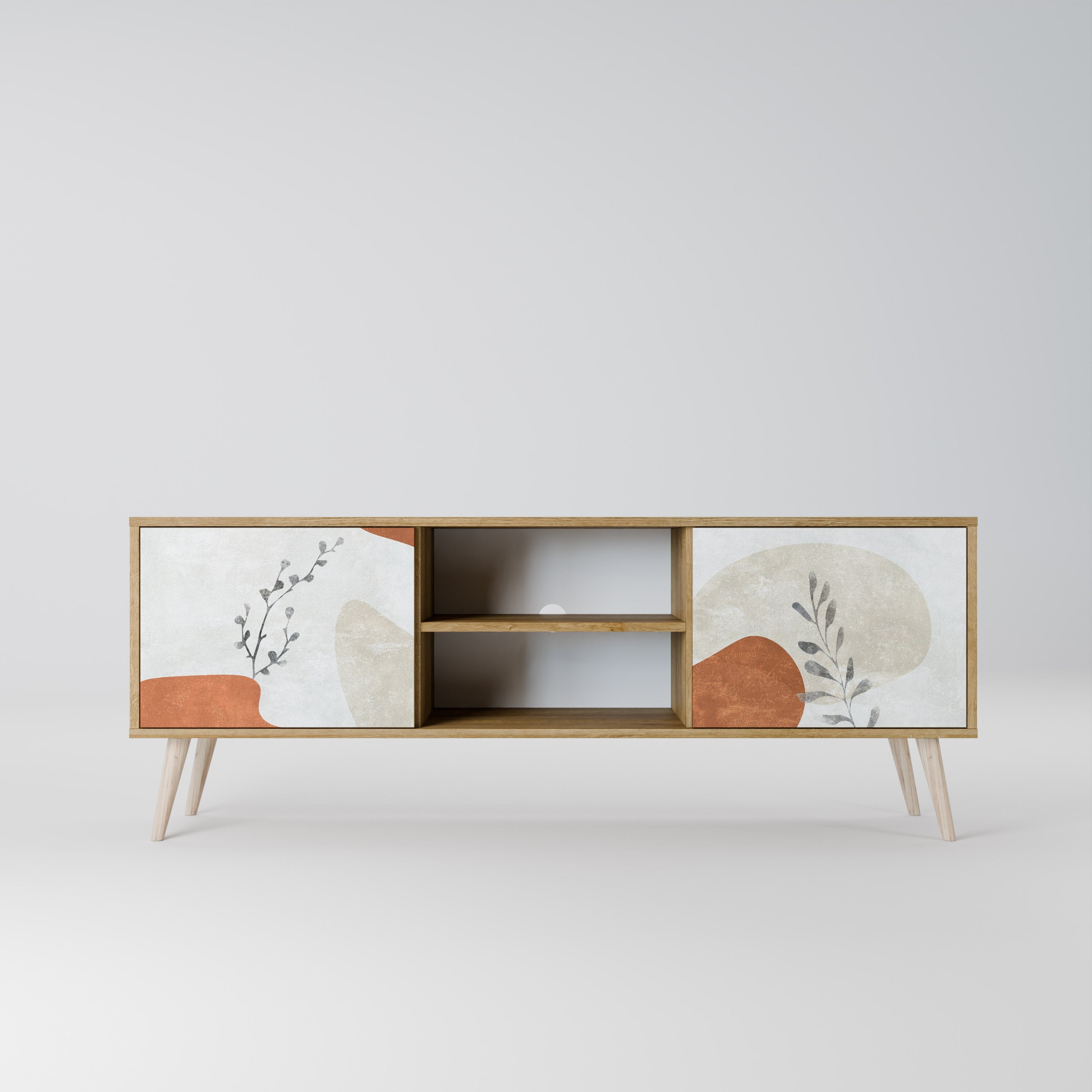 Meuble TV 2 portes TRANQUIL TWIG effet chêne