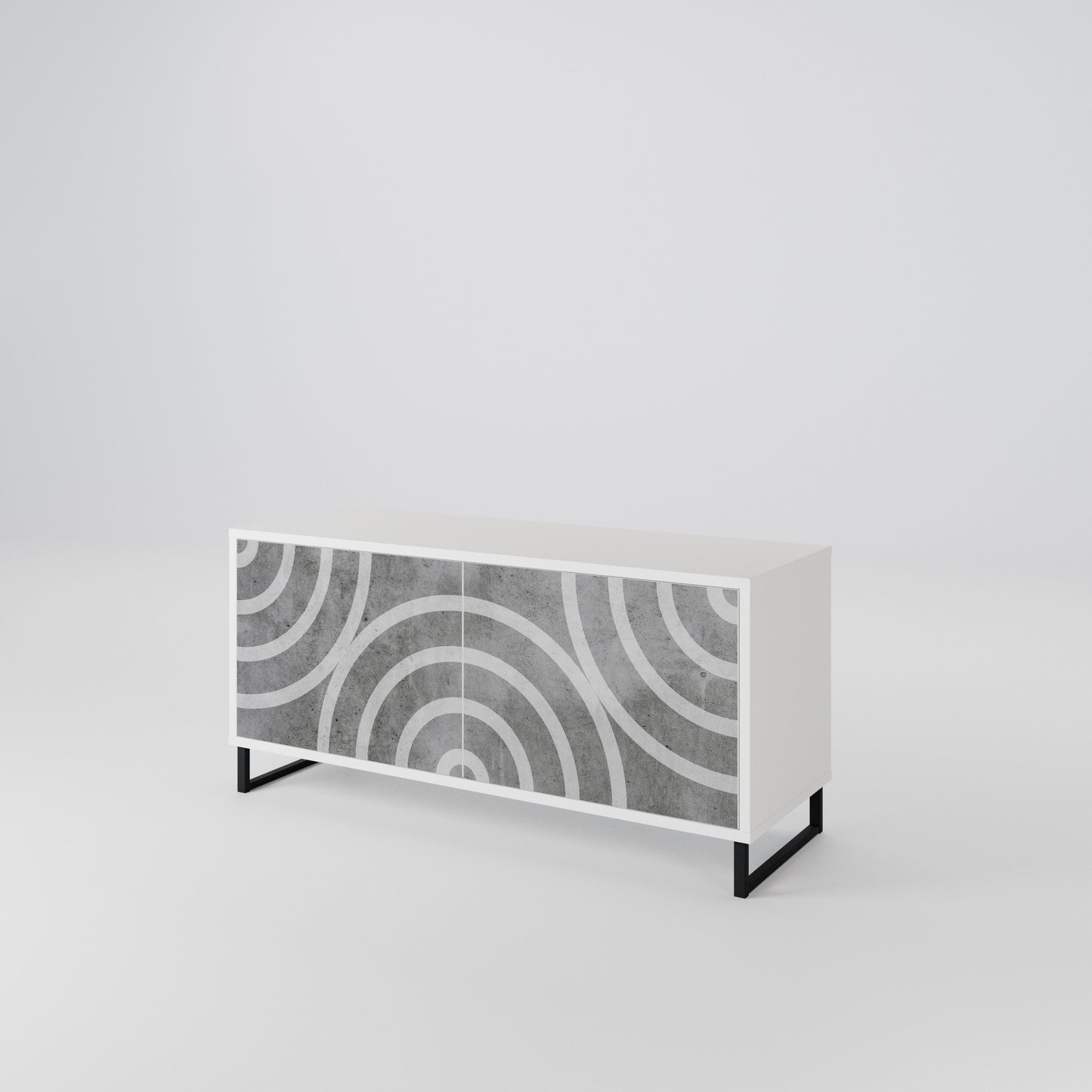CIRCLE CONCRETE Compact 2-Door TV Cabinet