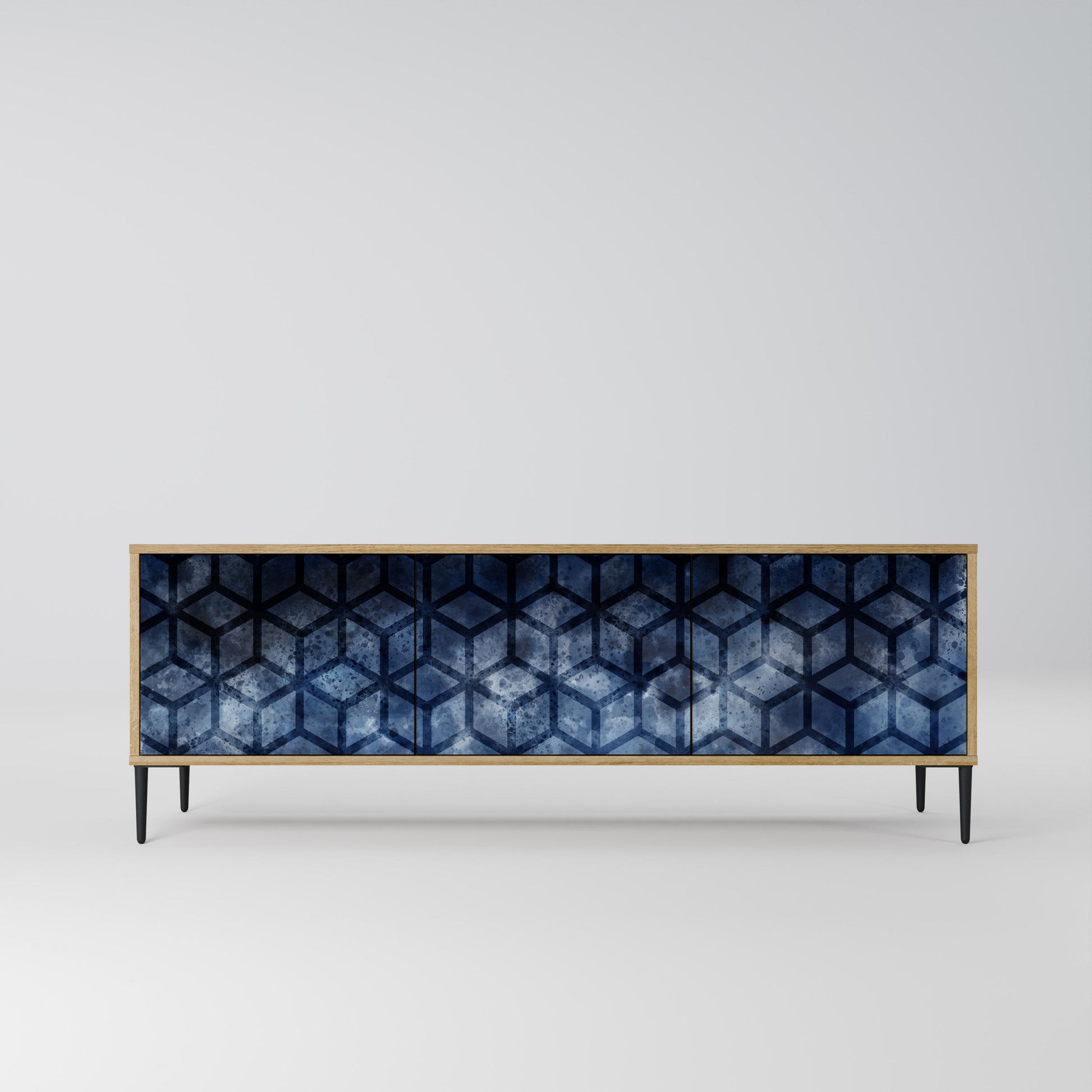 Meuble TV 3 portes CUBIC MIST effet chêne