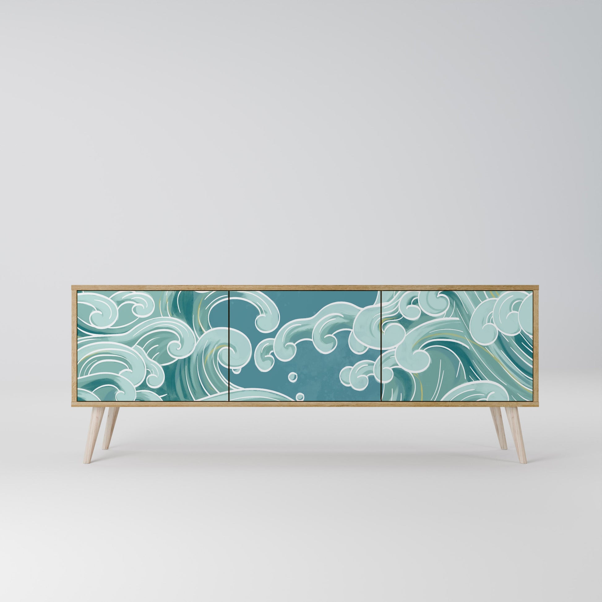 ASIAN SWAY 3-Door TV Stand in Oak Effect