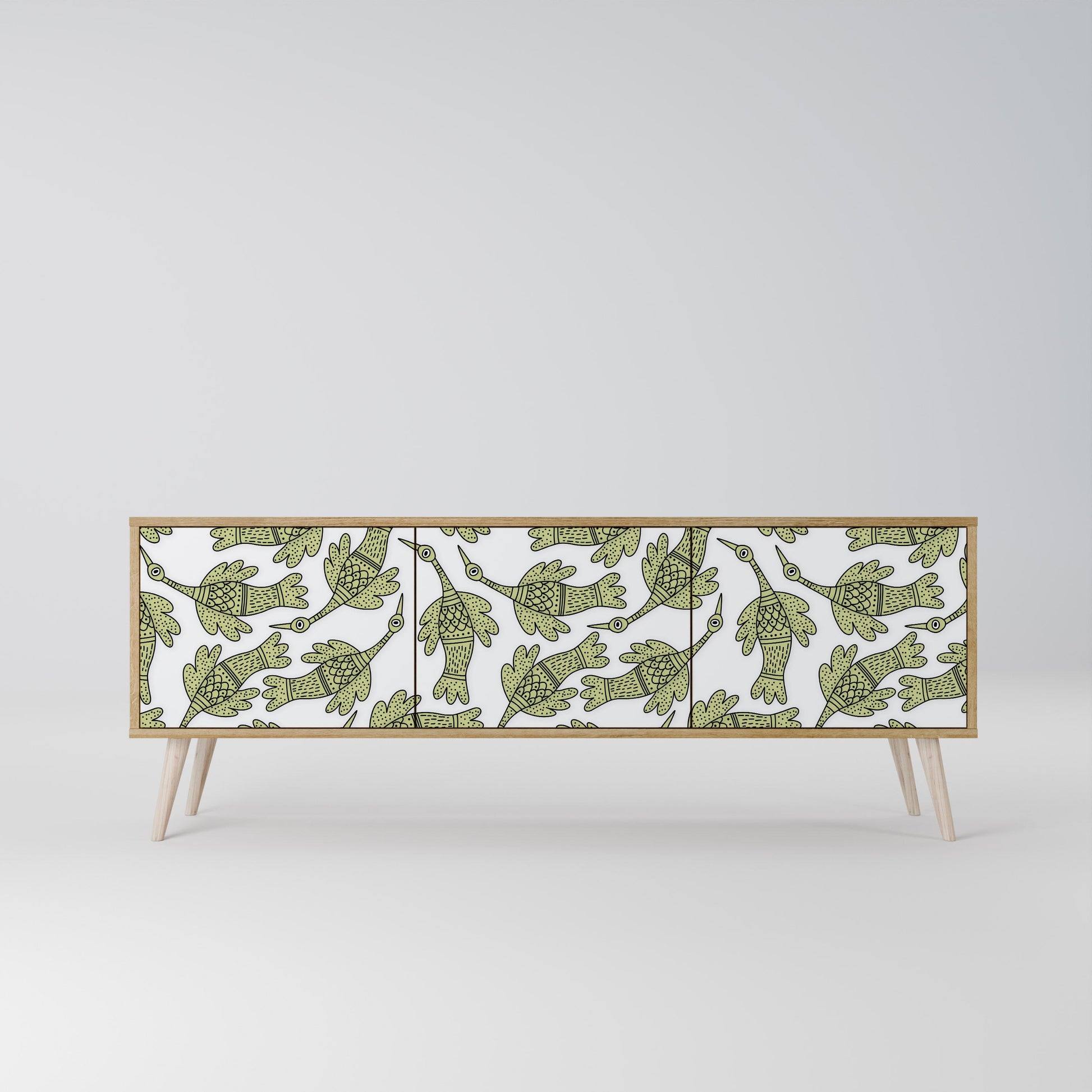 SEEDLING SONGBIRD 3-Door TV Stand in Oak Effect