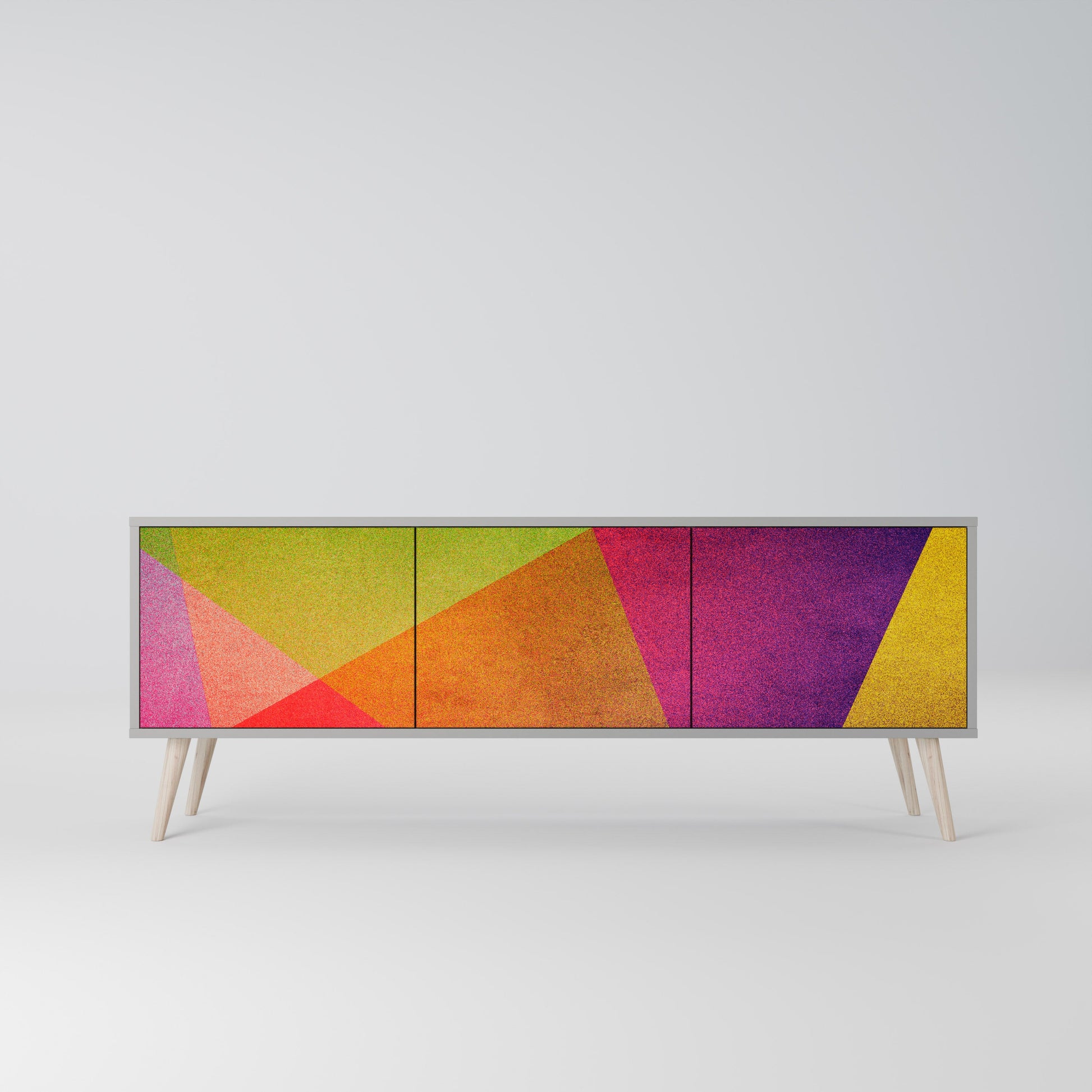 Meuble TV 3 portes VIVID GEOMETRY, finition grise