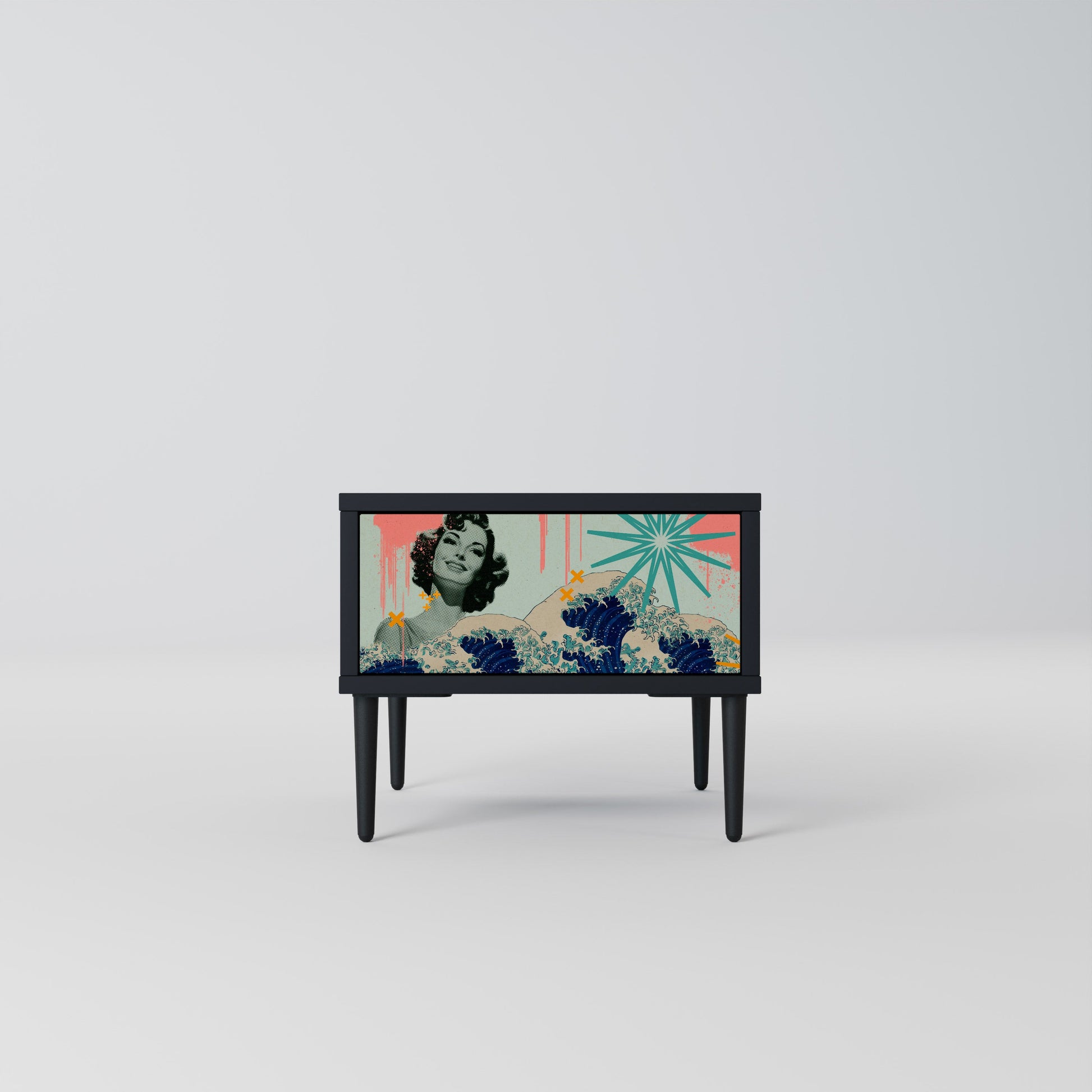 Table de chevet KANAGAWA BEAUTY en finition noire