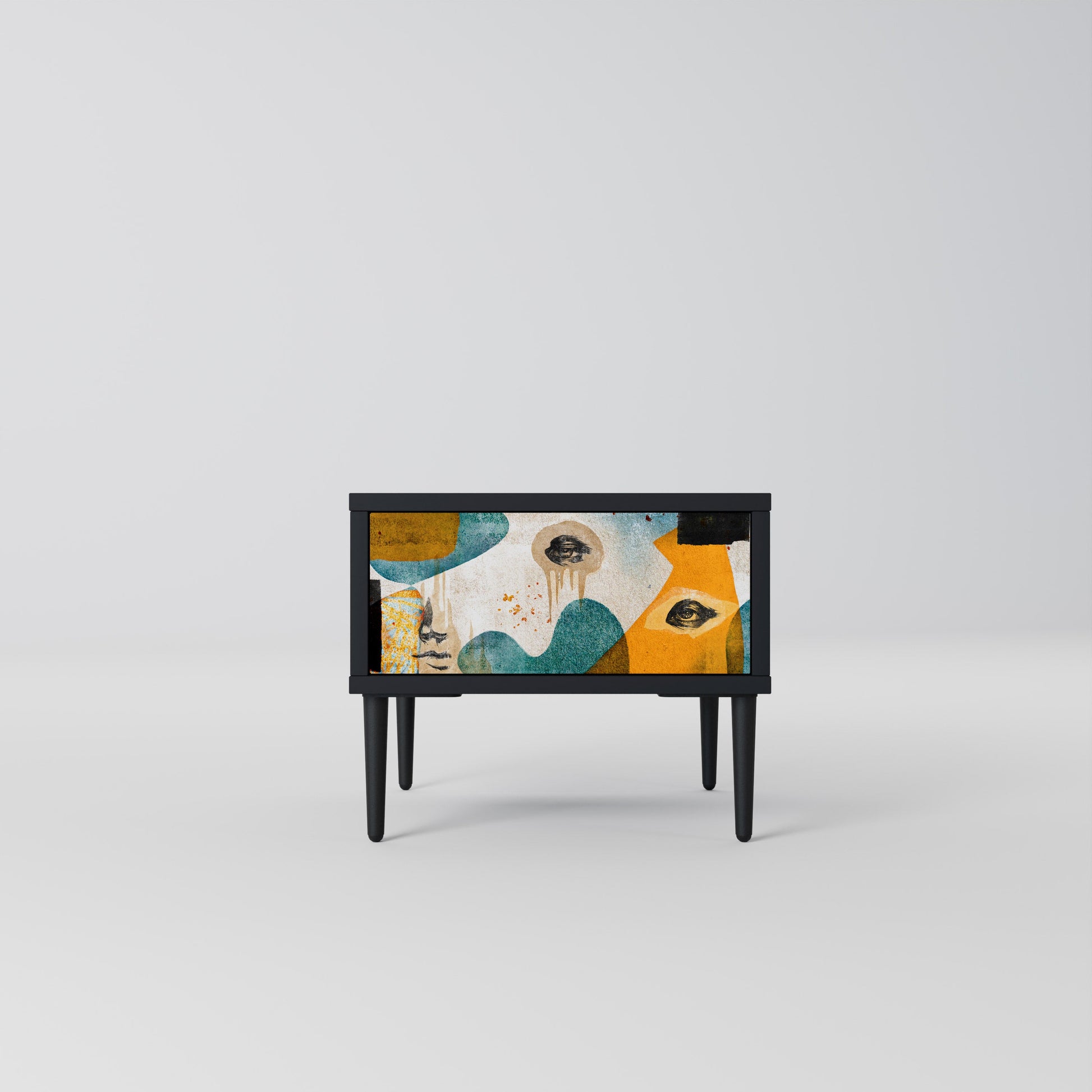 Table de chevet ABSTRACT FACES en finition noire