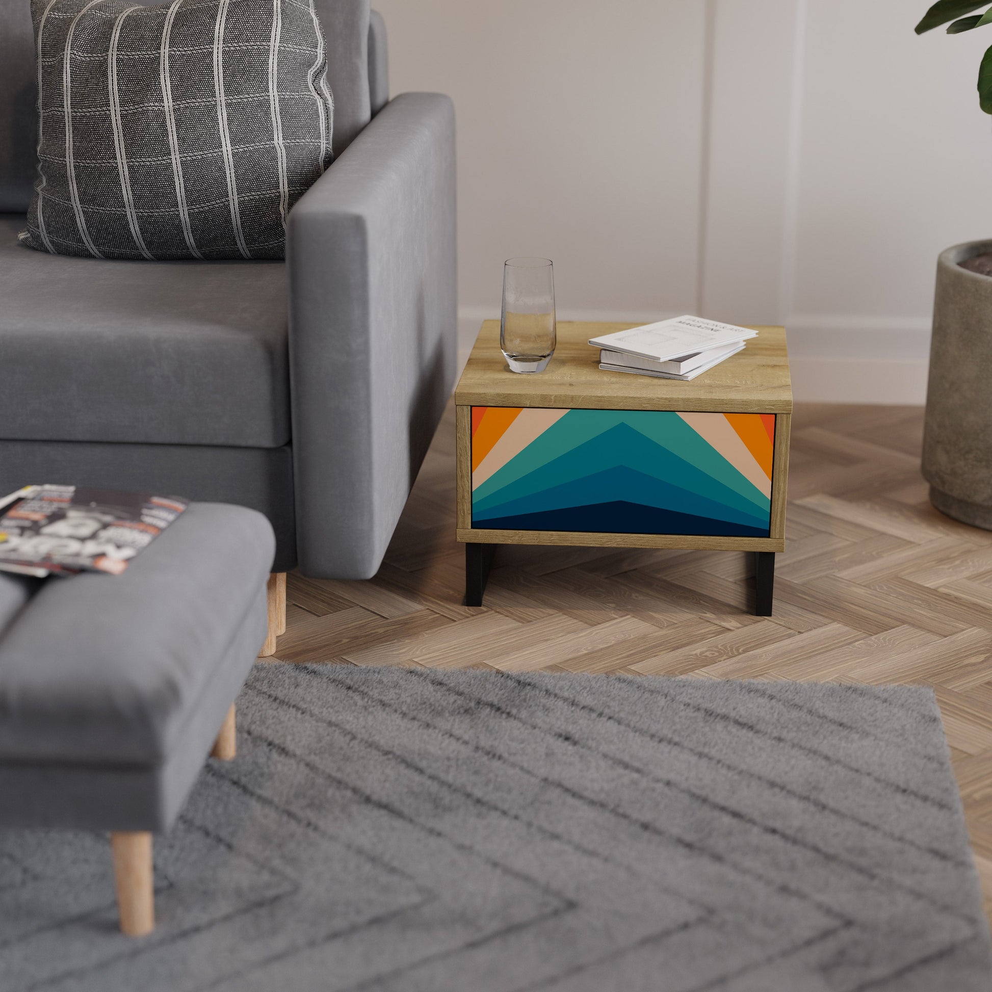 Table de chevet PRISM CONCUSSION effet chêne