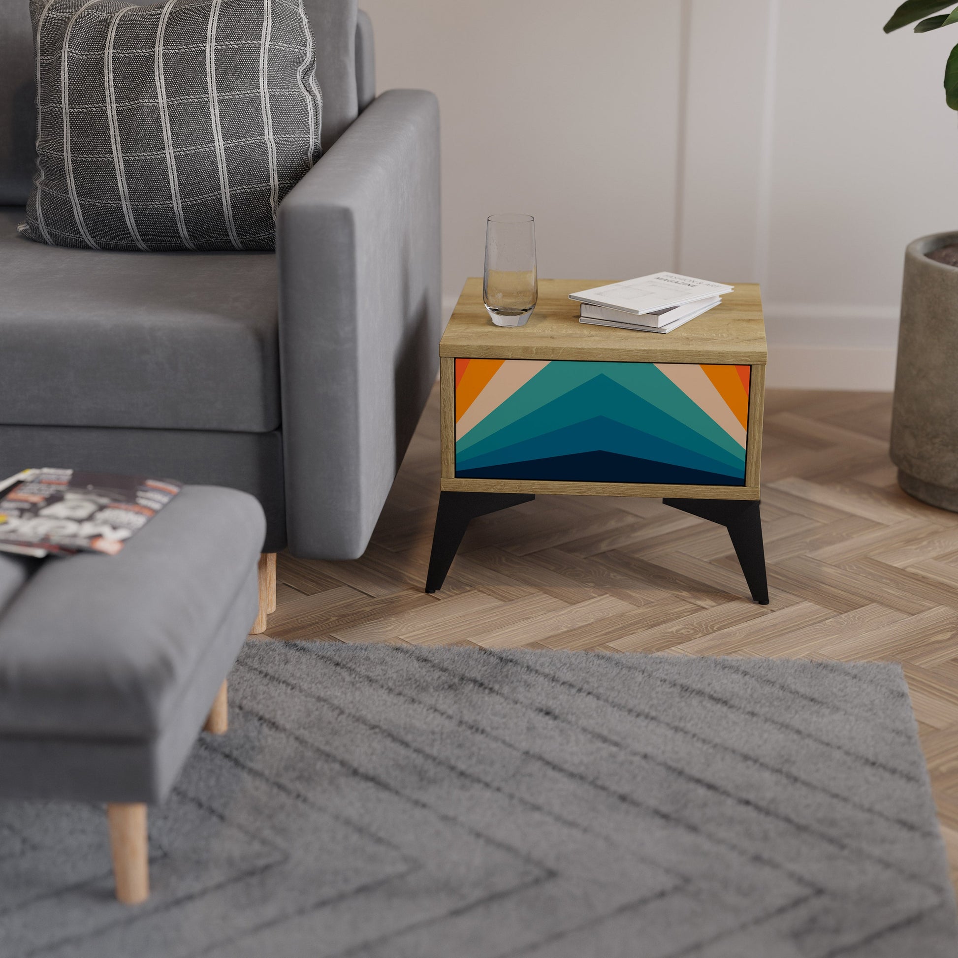 Table de chevet PRISM CONCUSSION effet chêne