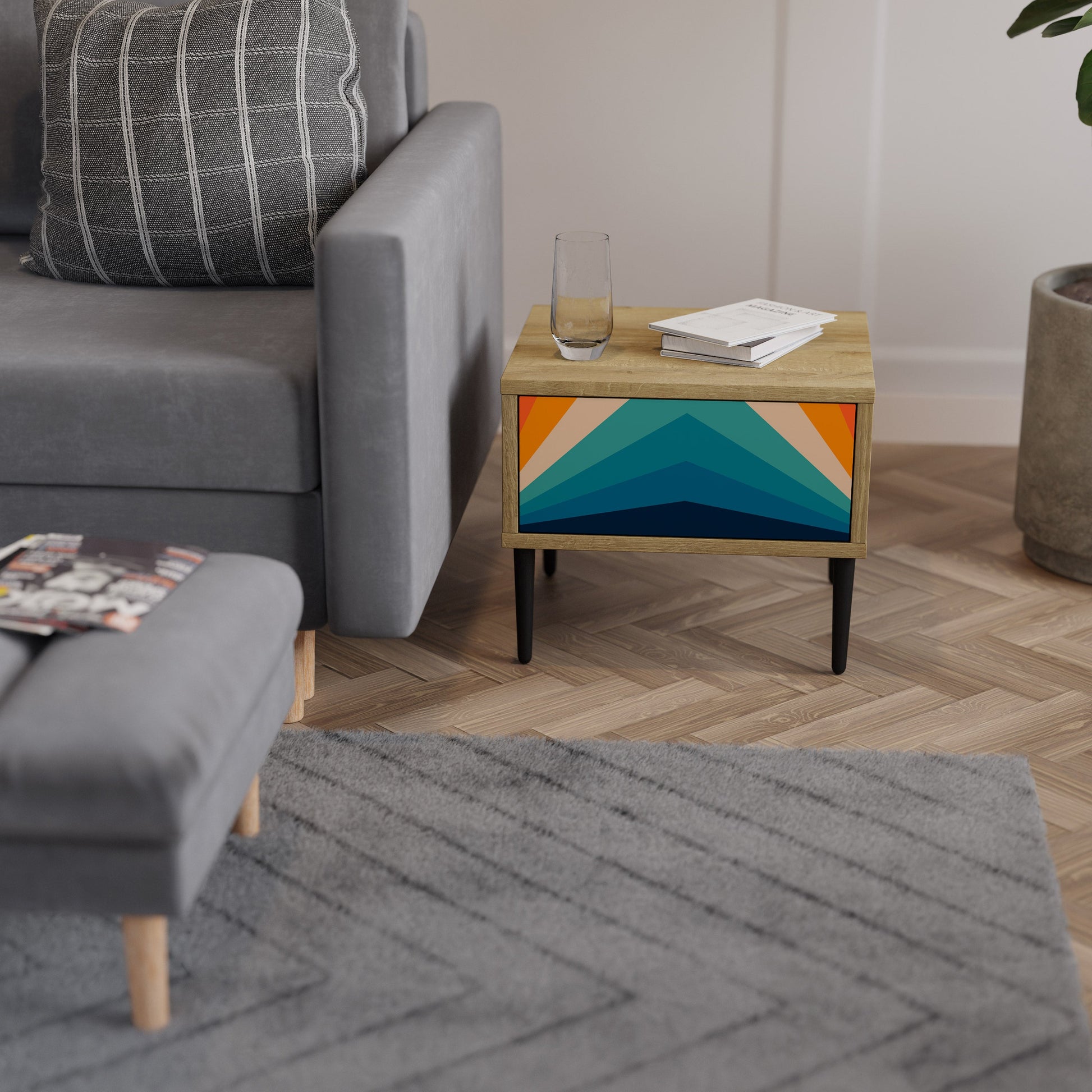 Table de chevet PRISM CONCUSSION effet chêne