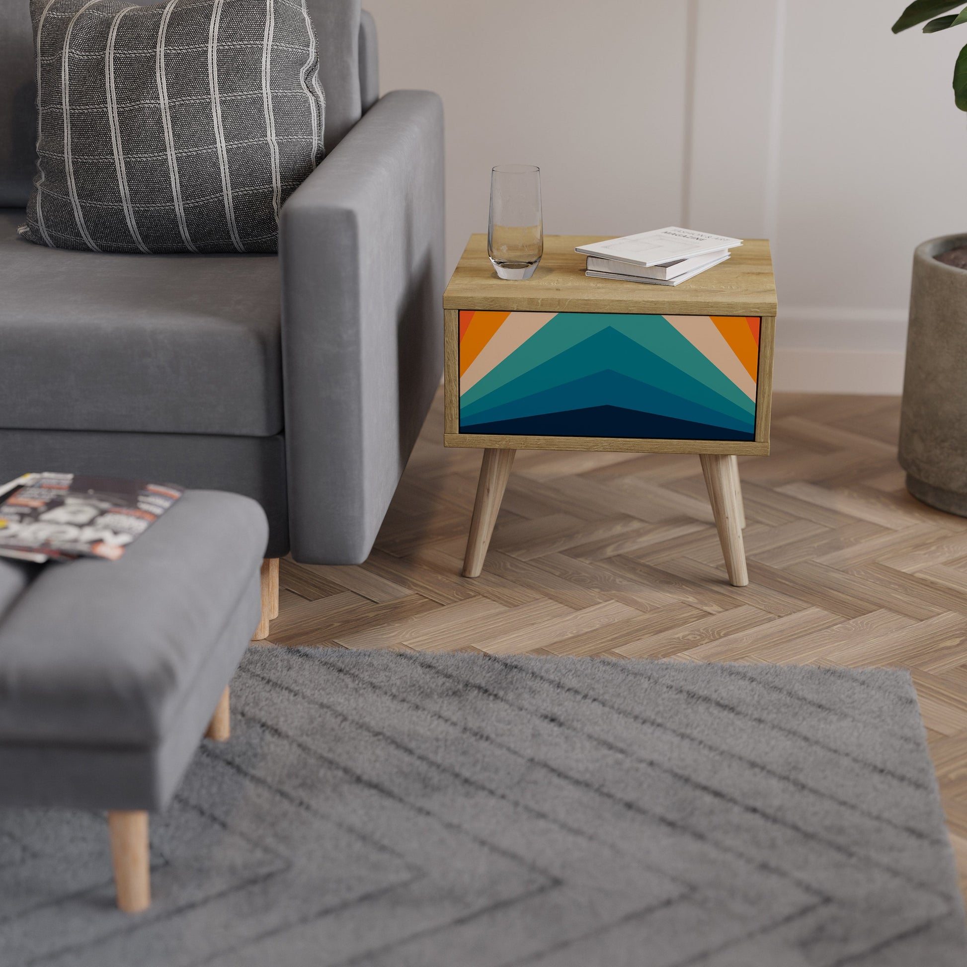 Table de chevet PRISM CONCUSSION effet chêne