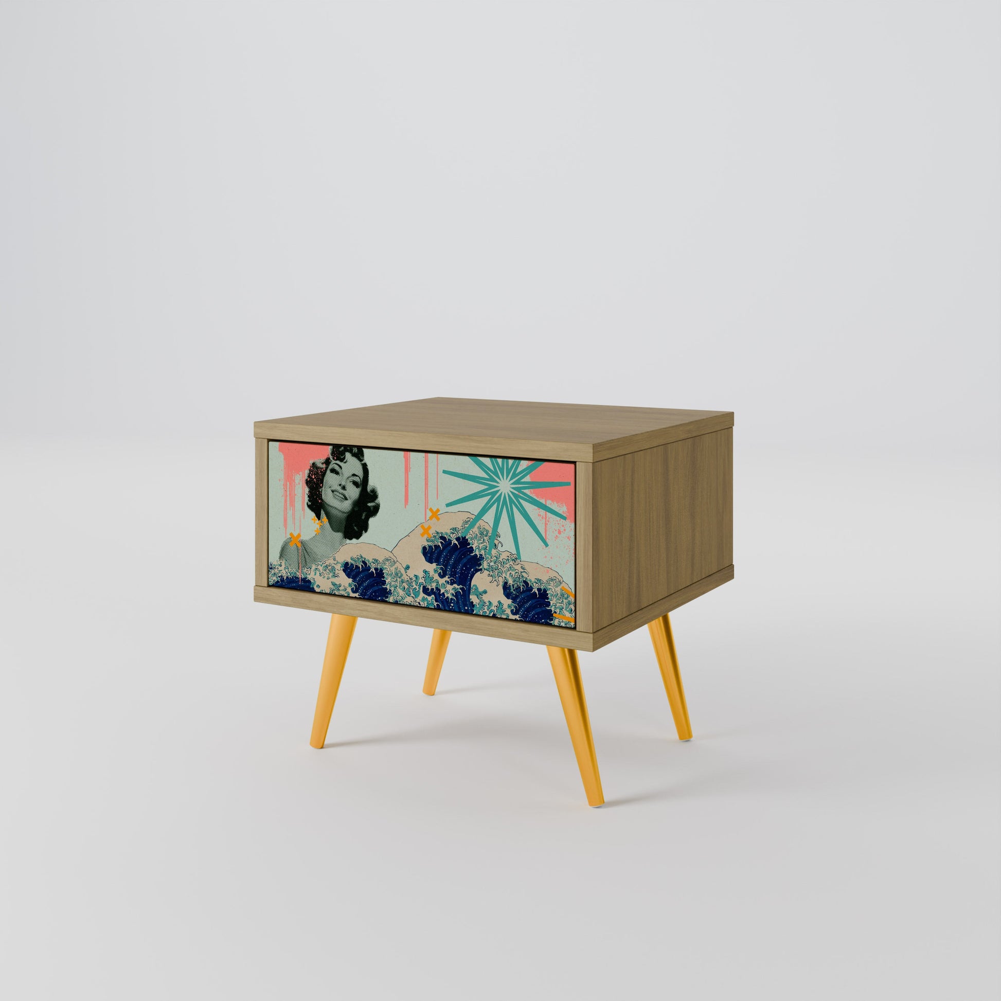 Table de chevet KANAGAWA BEAUTY effet chêne