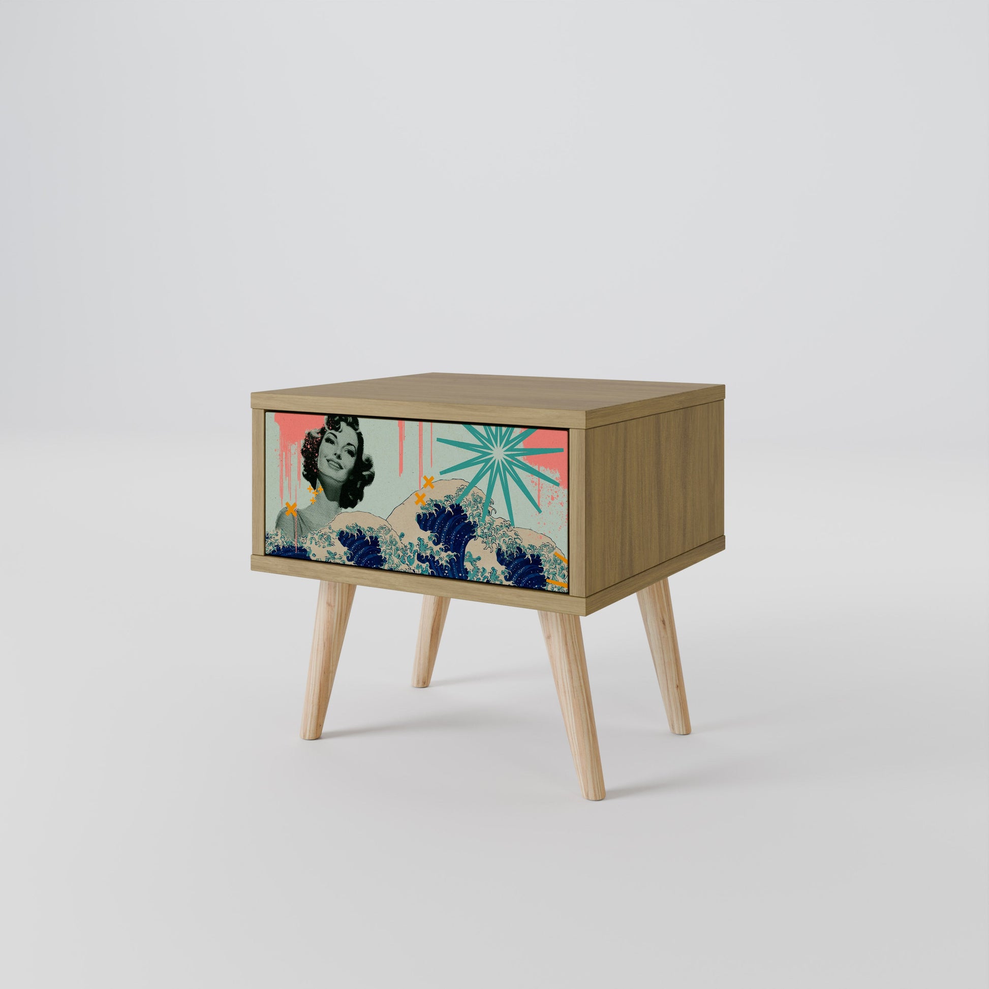 Table de chevet KANAGAWA BEAUTY effet chêne