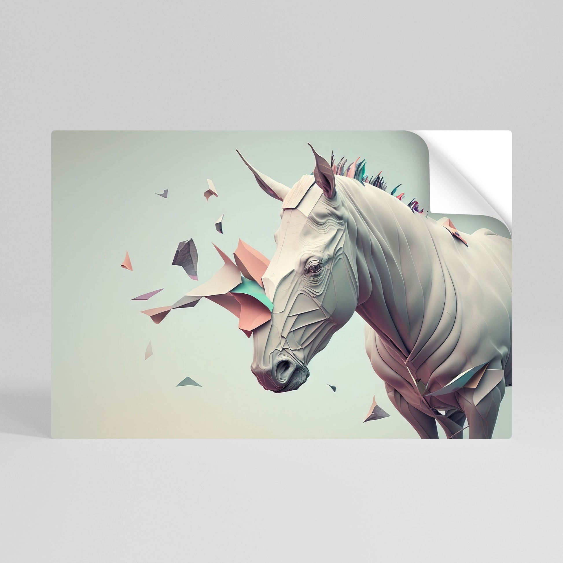 Affiche horizontale autocollante CHEVAL FUTURISTE