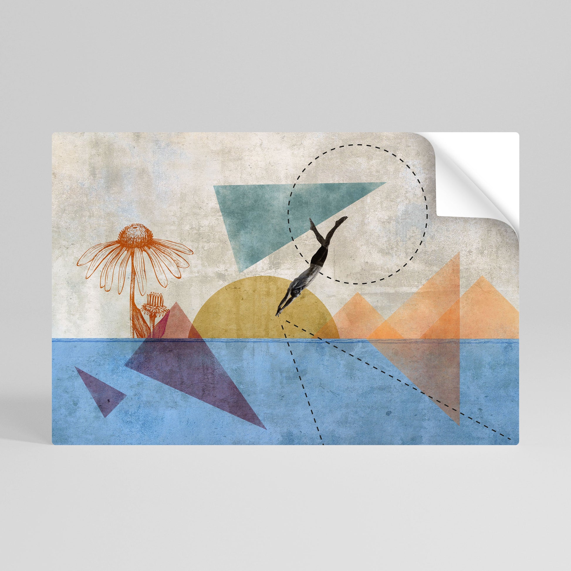 Affiche horizontale autocollante « Sautez autour des formes »