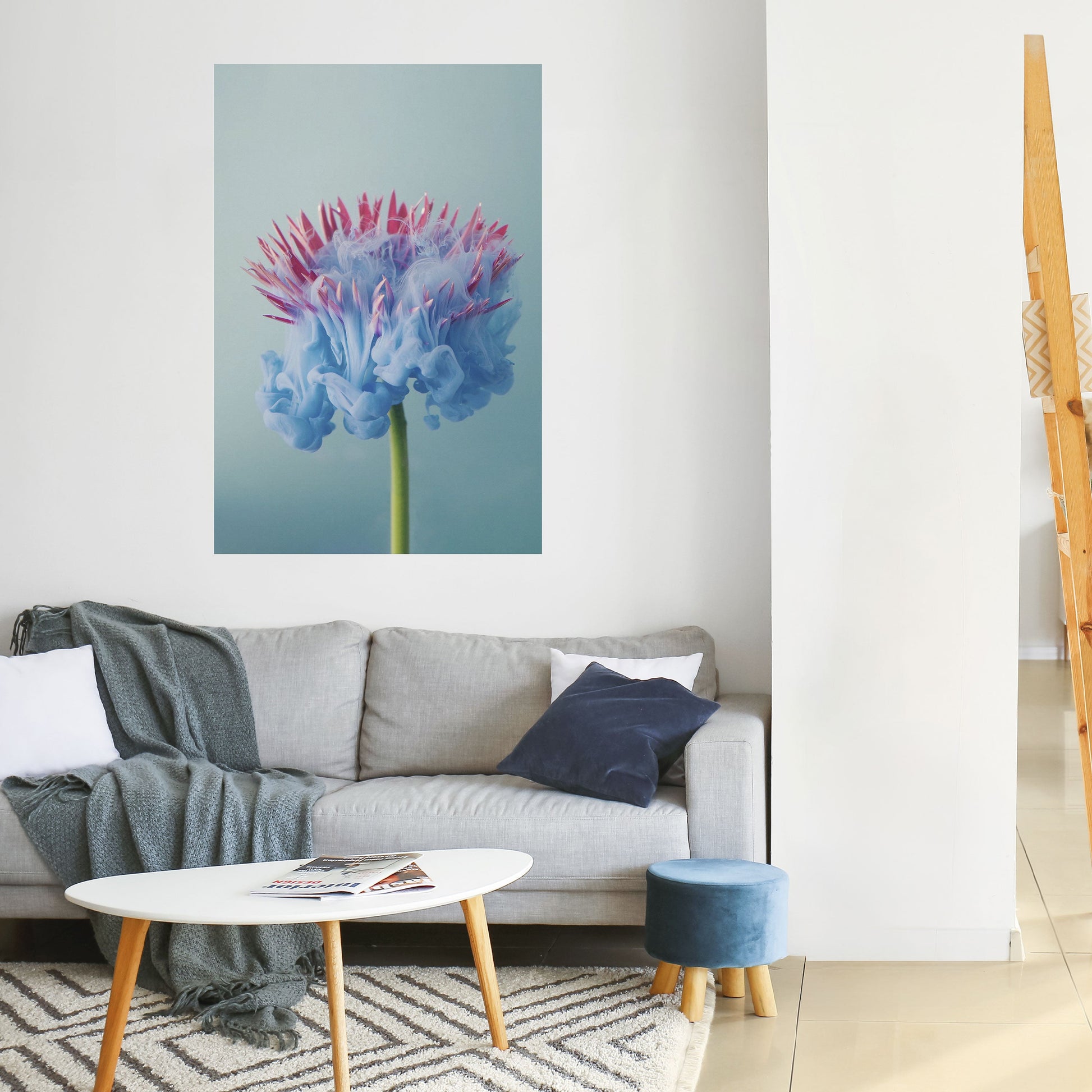 Affiche verticale autocollante « MISTY BLUE EXPLOSION »
