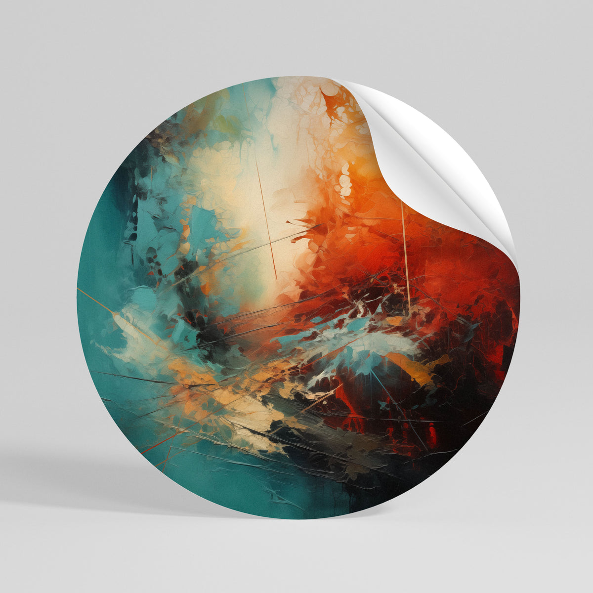 FIERY FUSION Peel and Stick Round Sticker