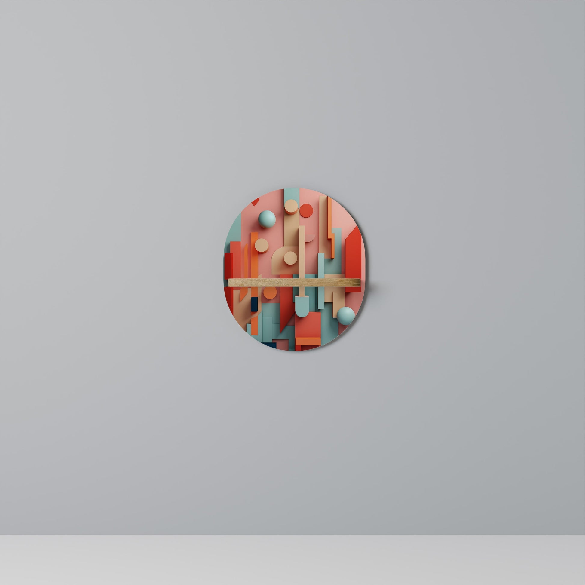 Étagère d'art ovale COLORBURST CONSTRUCT effet chêne