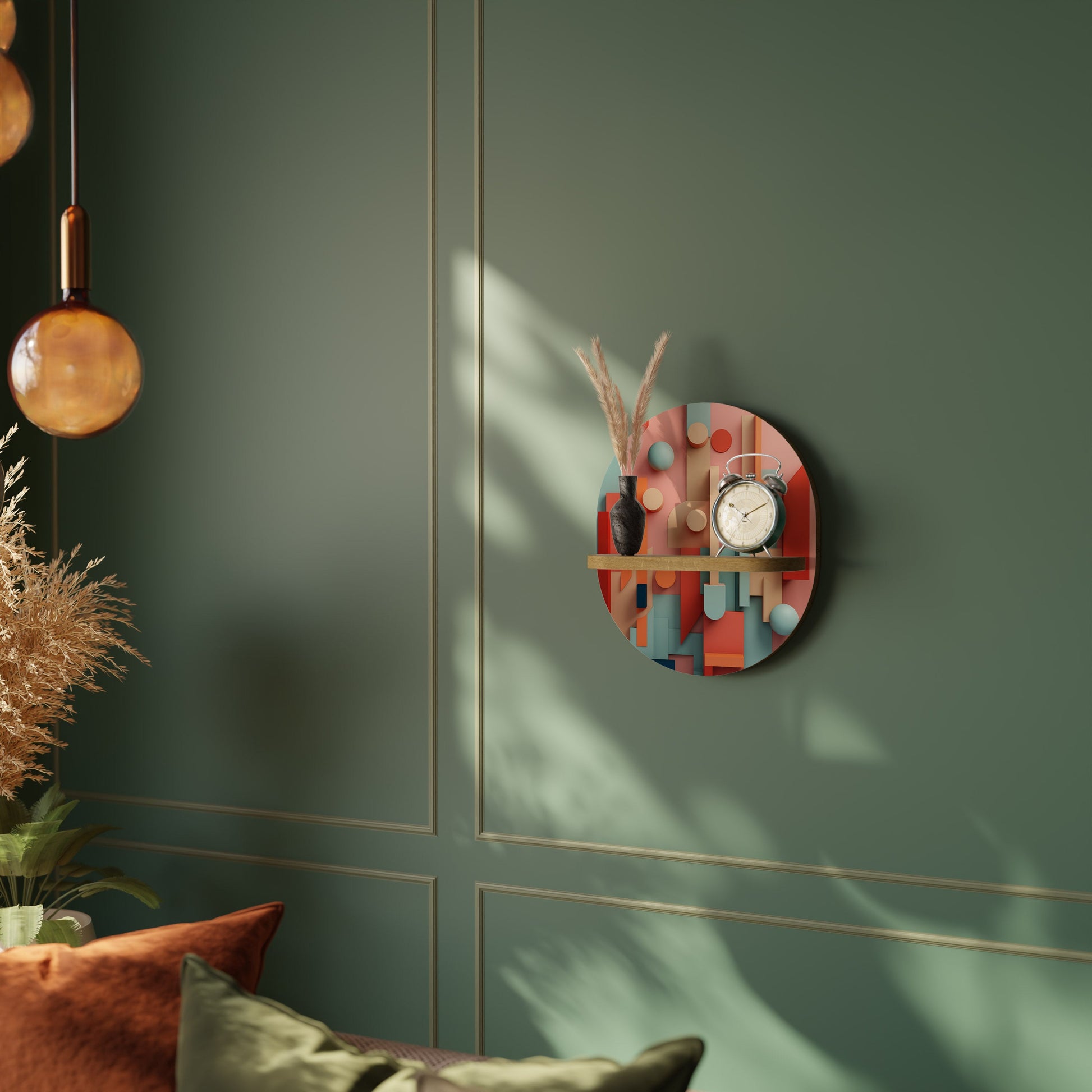 Étagère d'art ovale COLORBURST CONSTRUCT effet chêne