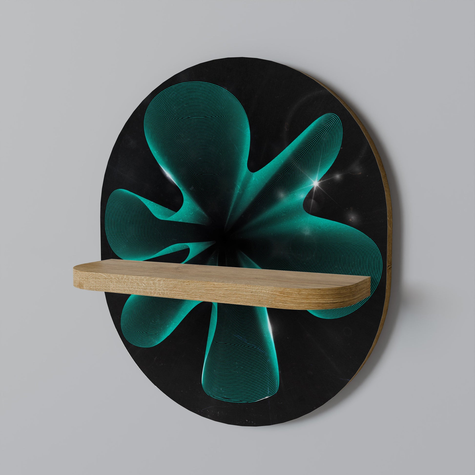 ELECTRIC ILLUSION Oval Art Shelf In Oak Effect