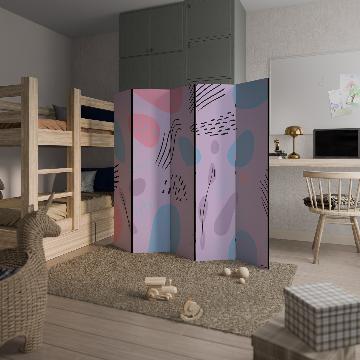PINKY FRENZY 5-Panel Room Divider