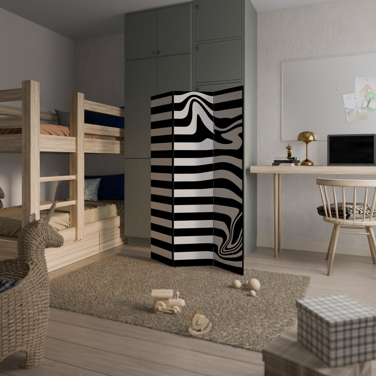 POLYLINE FUZZY 3-Panel Room Divider