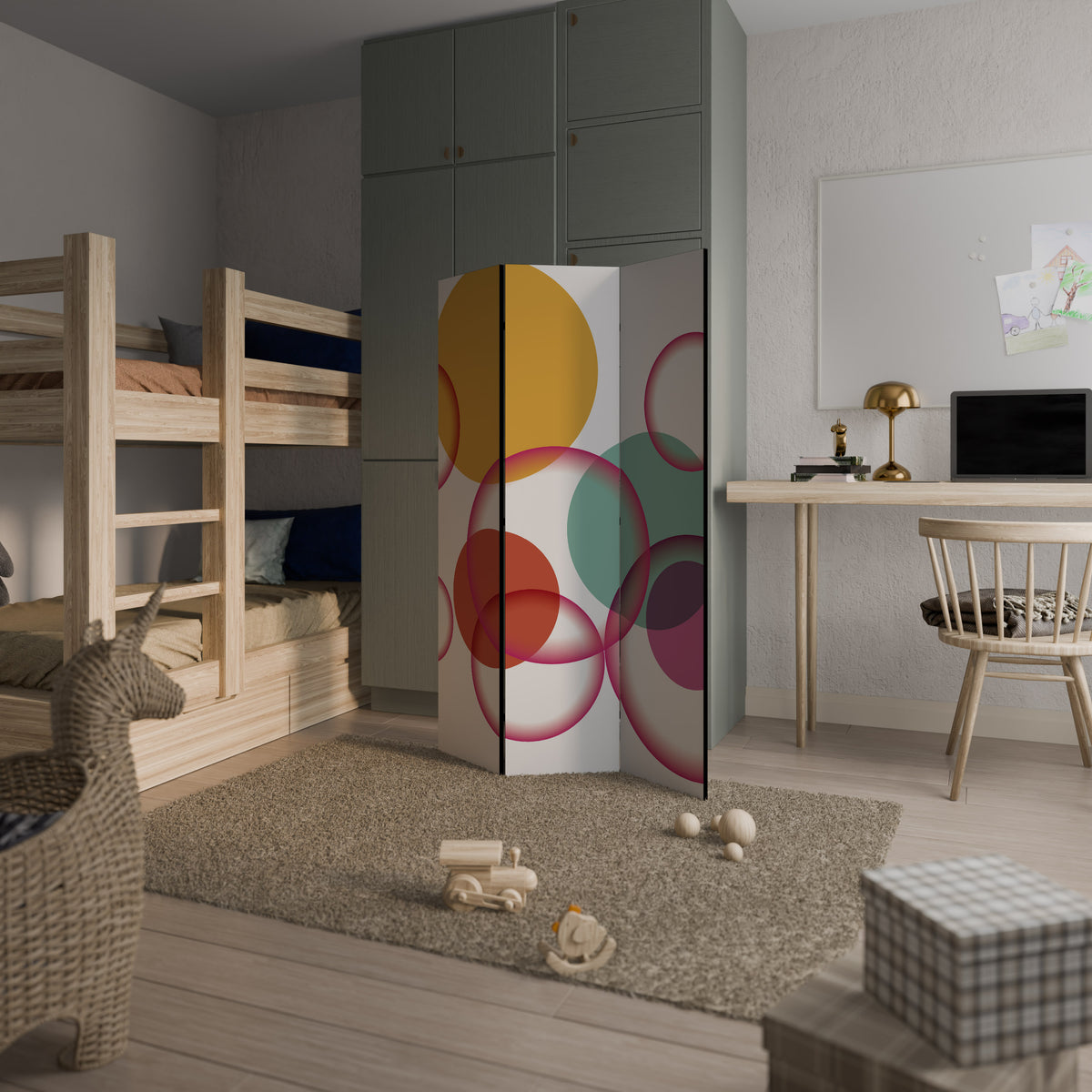 BUBBLE WISH 3-Panel Room Divider