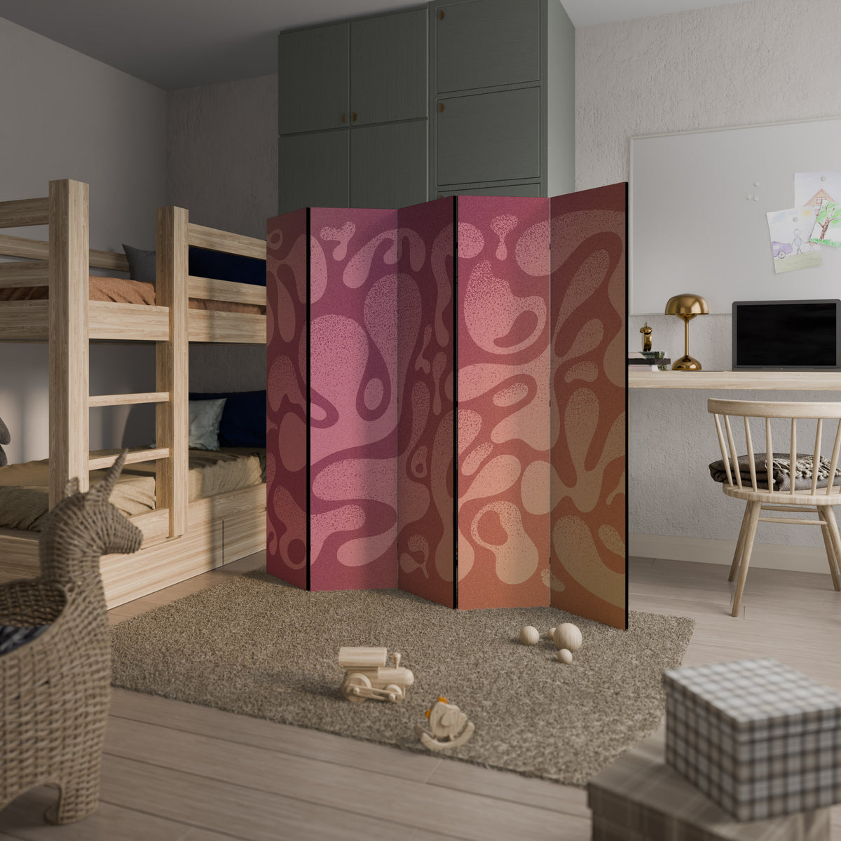 IRREGULAR PINK 5-Panel Room Divider