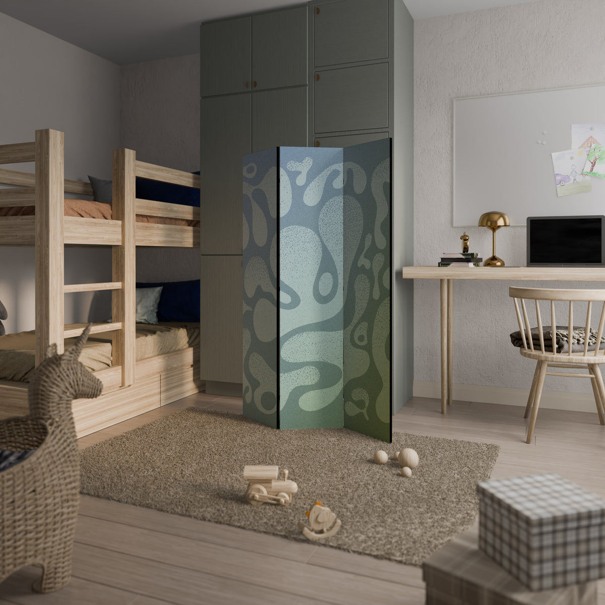 IRREGULAR BLUE 3-Panel Room Divider