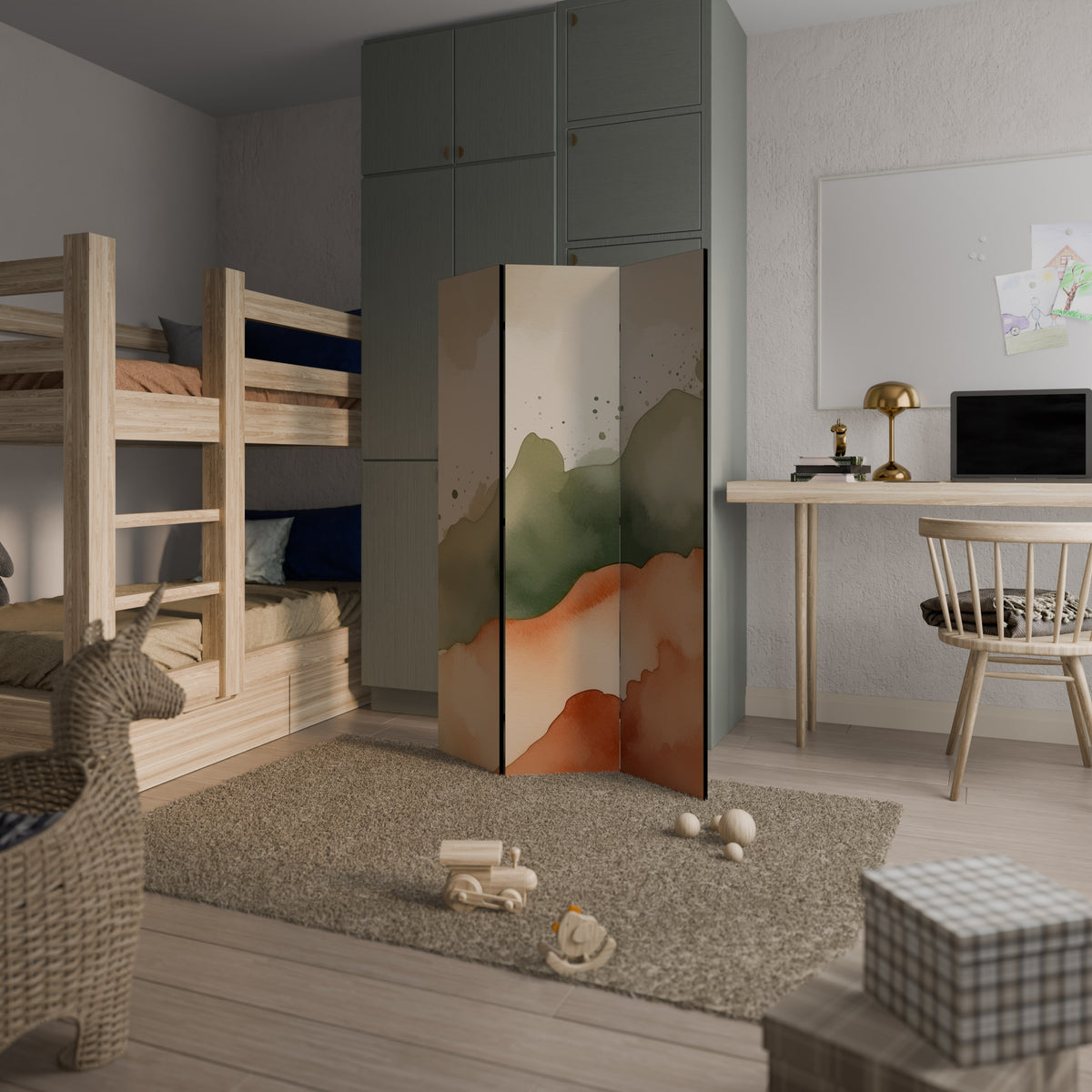 WATERCOLOUR PEAKS 3-Panel Room Divider